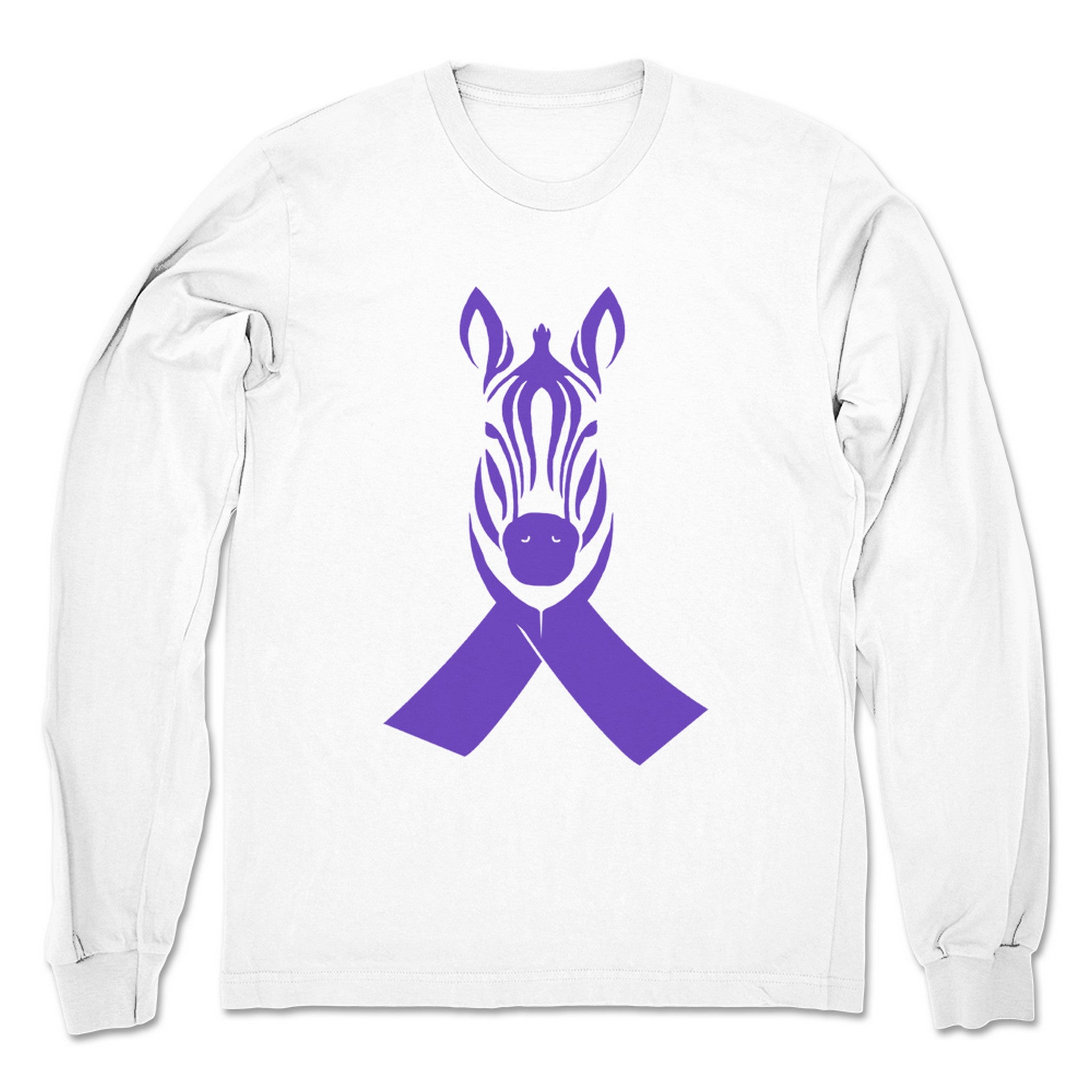 Dustin James Zebra Ribbon Unisex Long Sleeve White