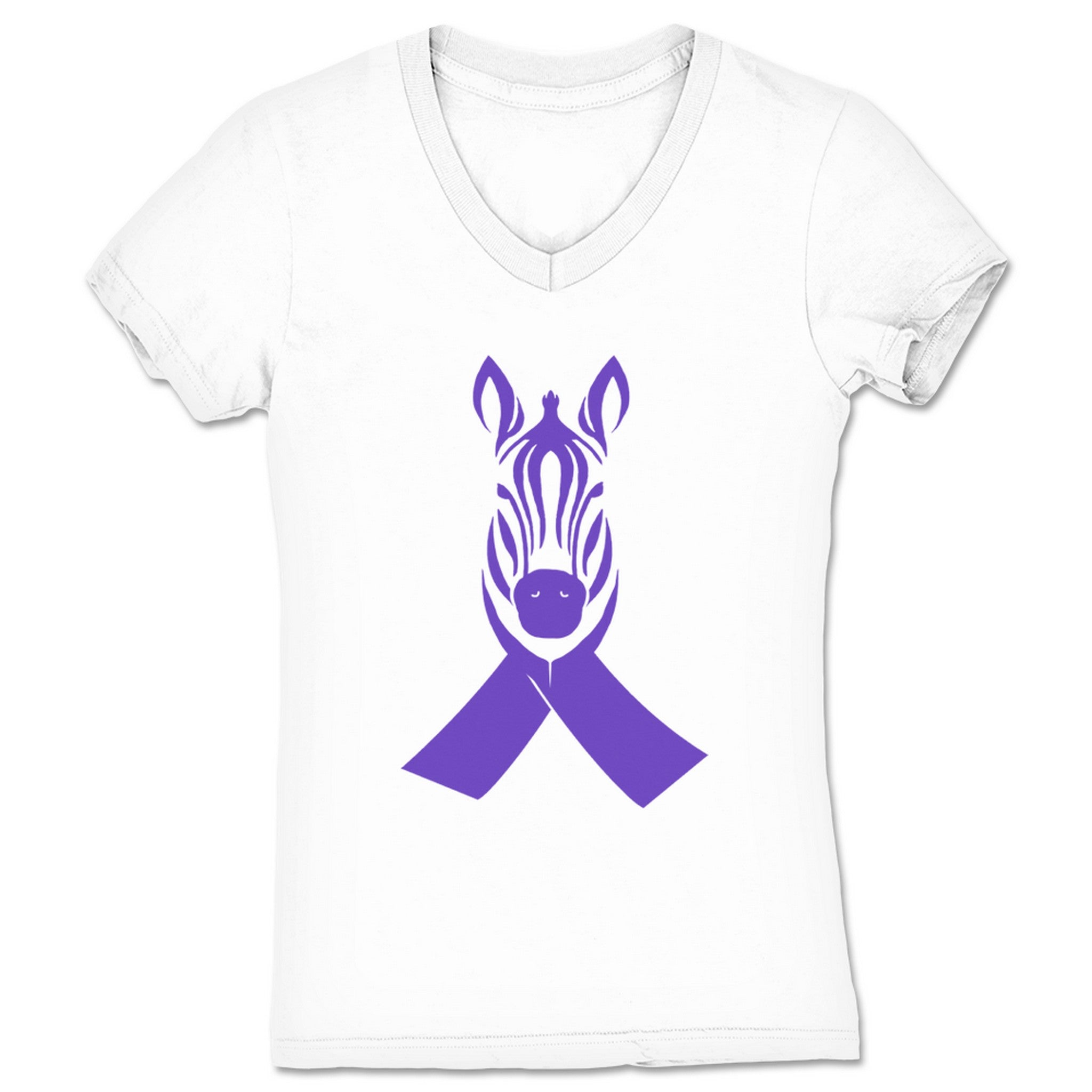 Dustin James Zebra Ribbon Women's V-Neck White