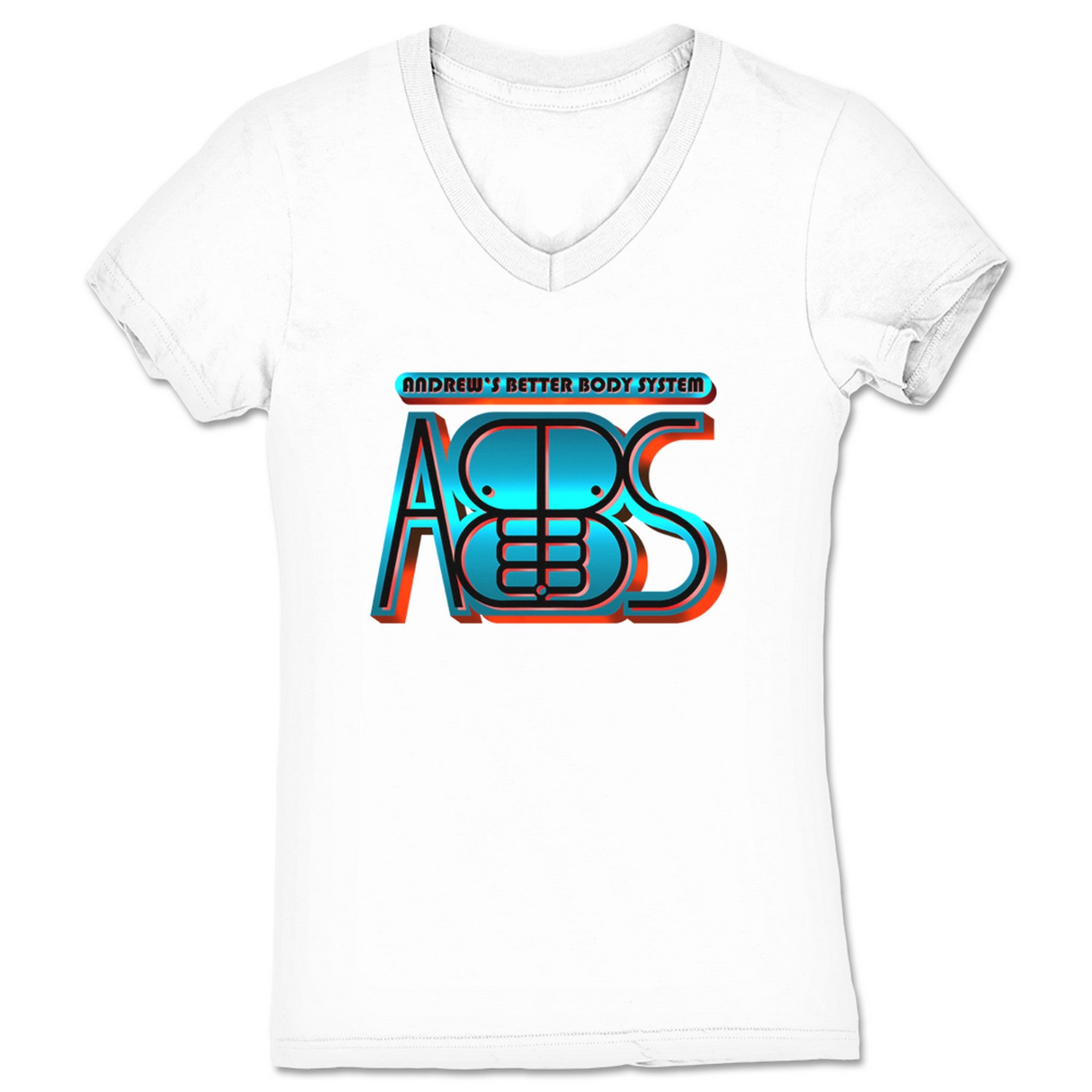 ABBS Andrew's Better Body System Women's V-Neck White