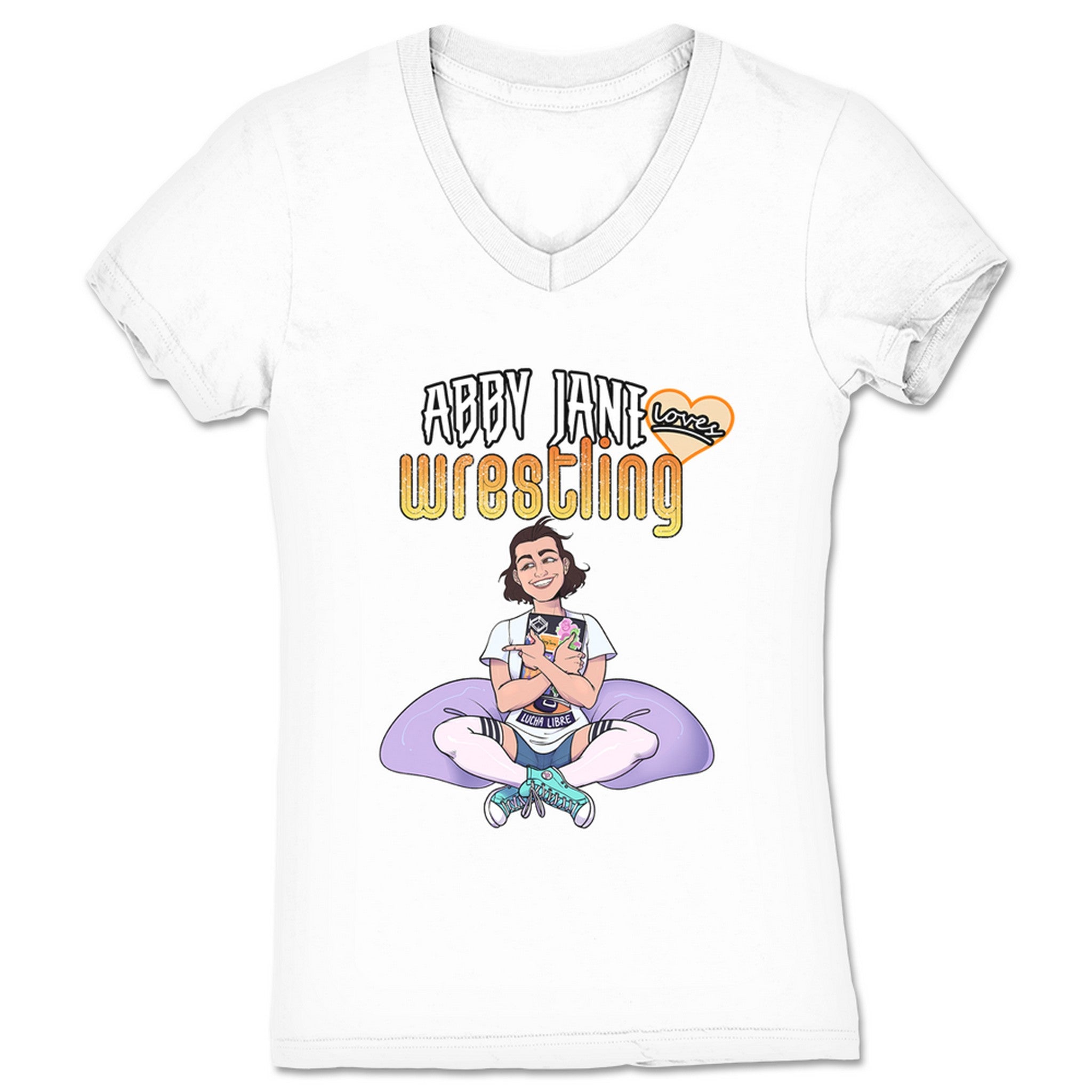 Abby Jane Abby Jane Loves Wrestling Women's V-Neck White