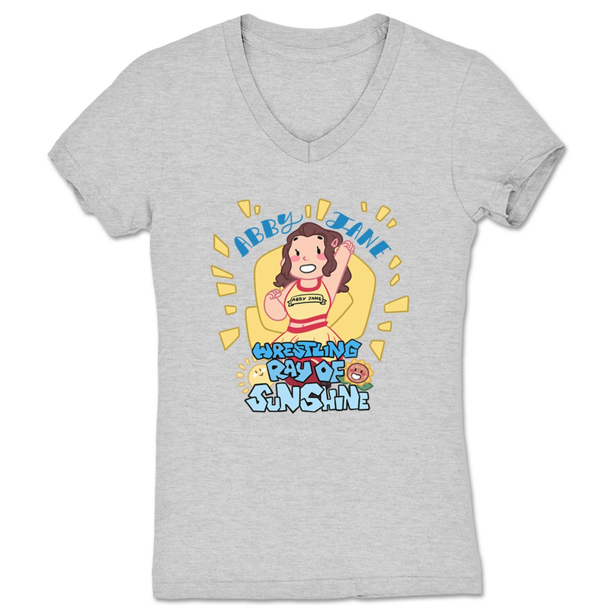 Abby Jane Wrestling Sunshine Women's V-Neck Heather Grey