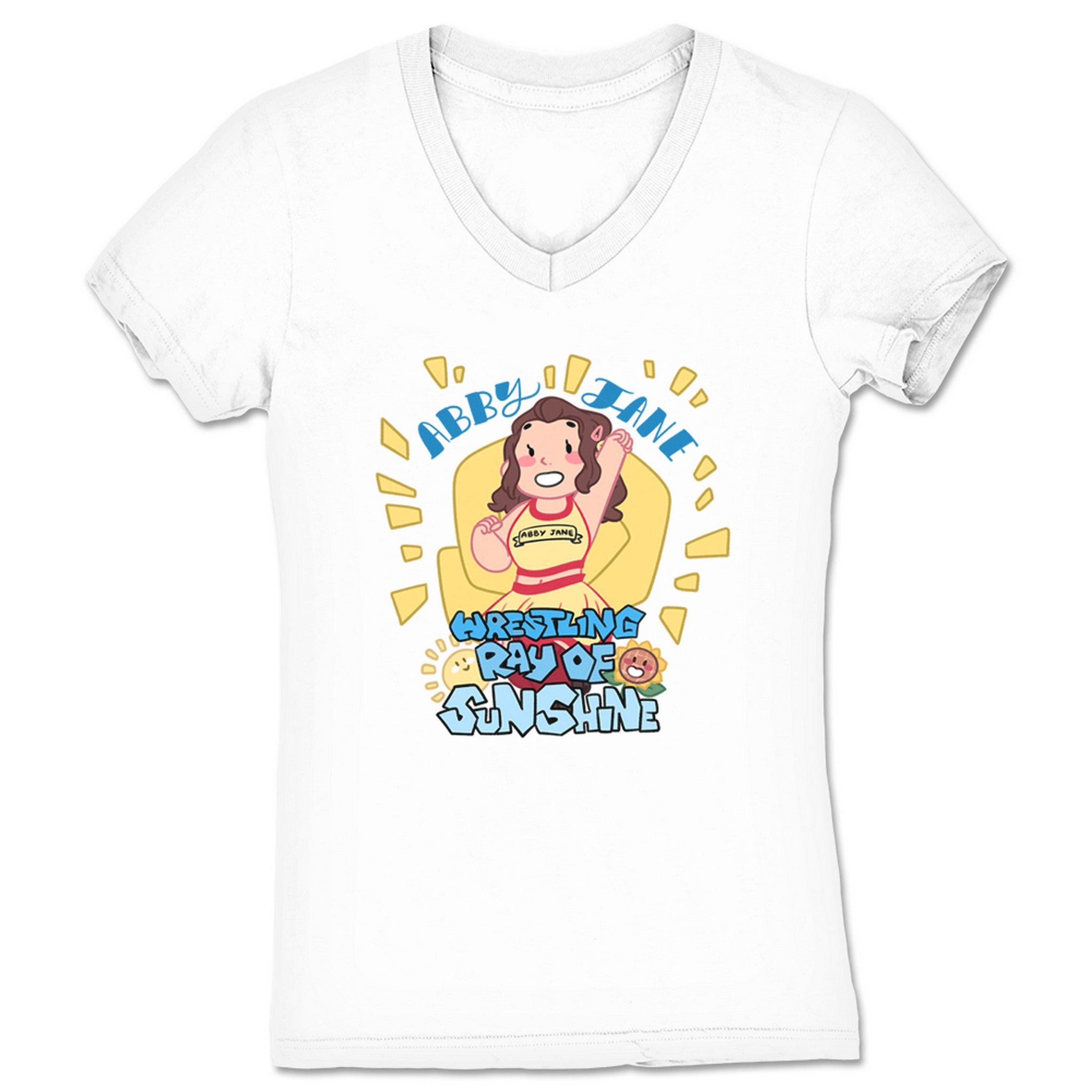 Abby Jane Wrestling Sunshine Women's V-Neck White
