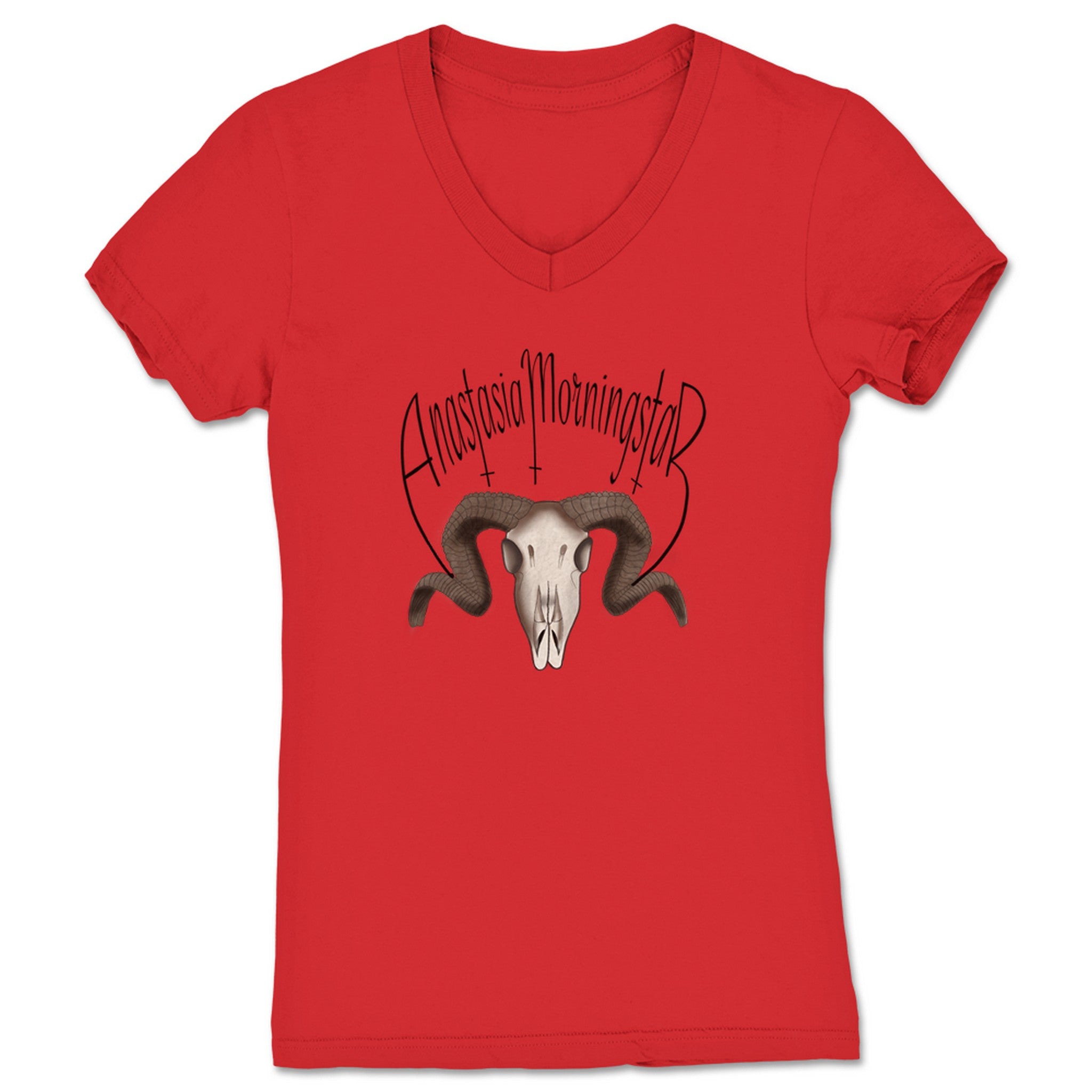 Anastasia Morningstar Morningstar Horns Women's V-Neck Red