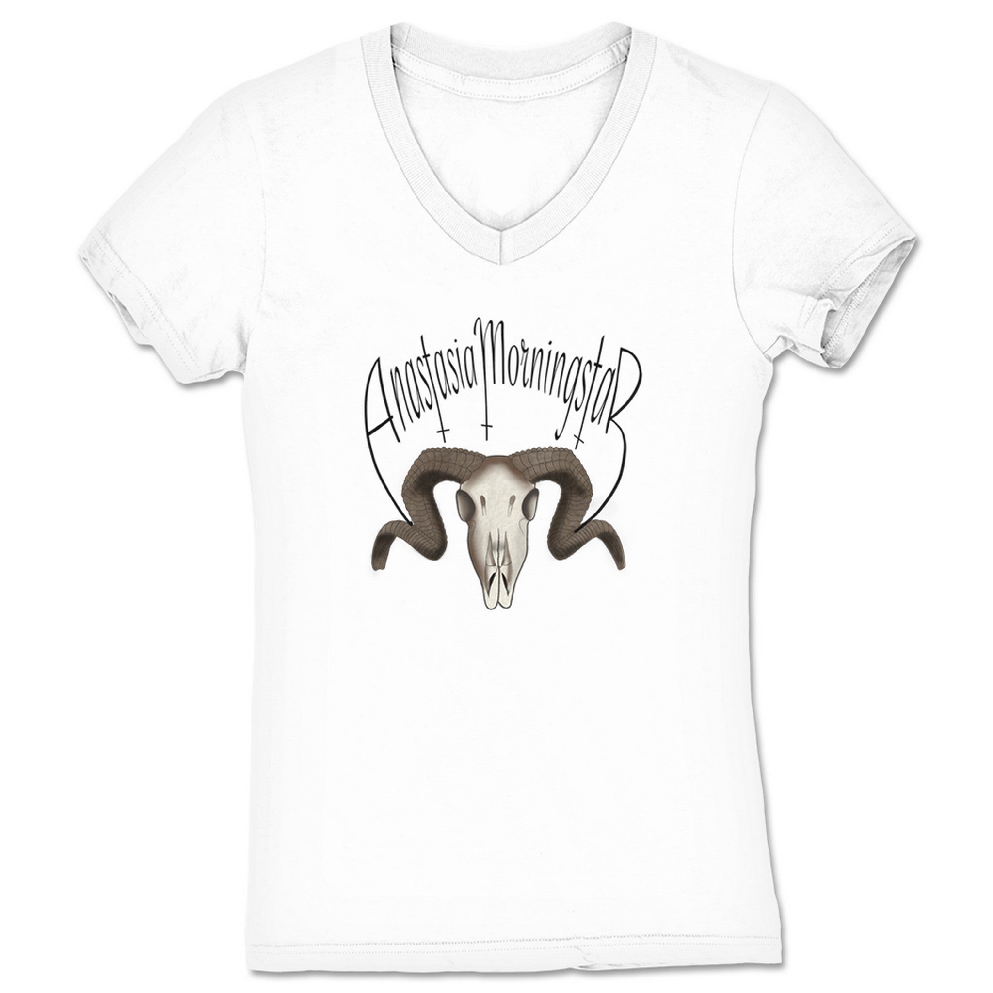 Anastasia Morningstar Morningstar Horns Women's V-Neck White