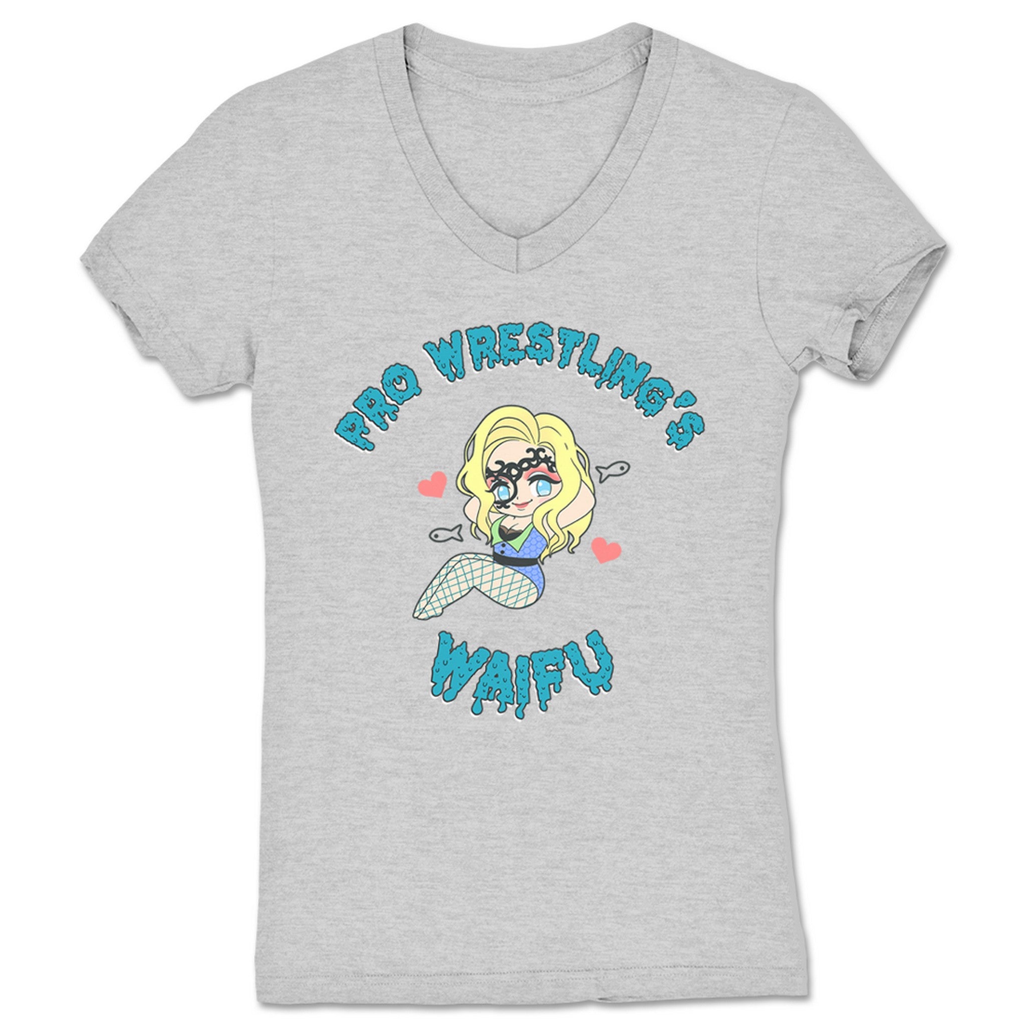 Aspyn Rose Pinup Waifu Women's V-Neck Heather Grey