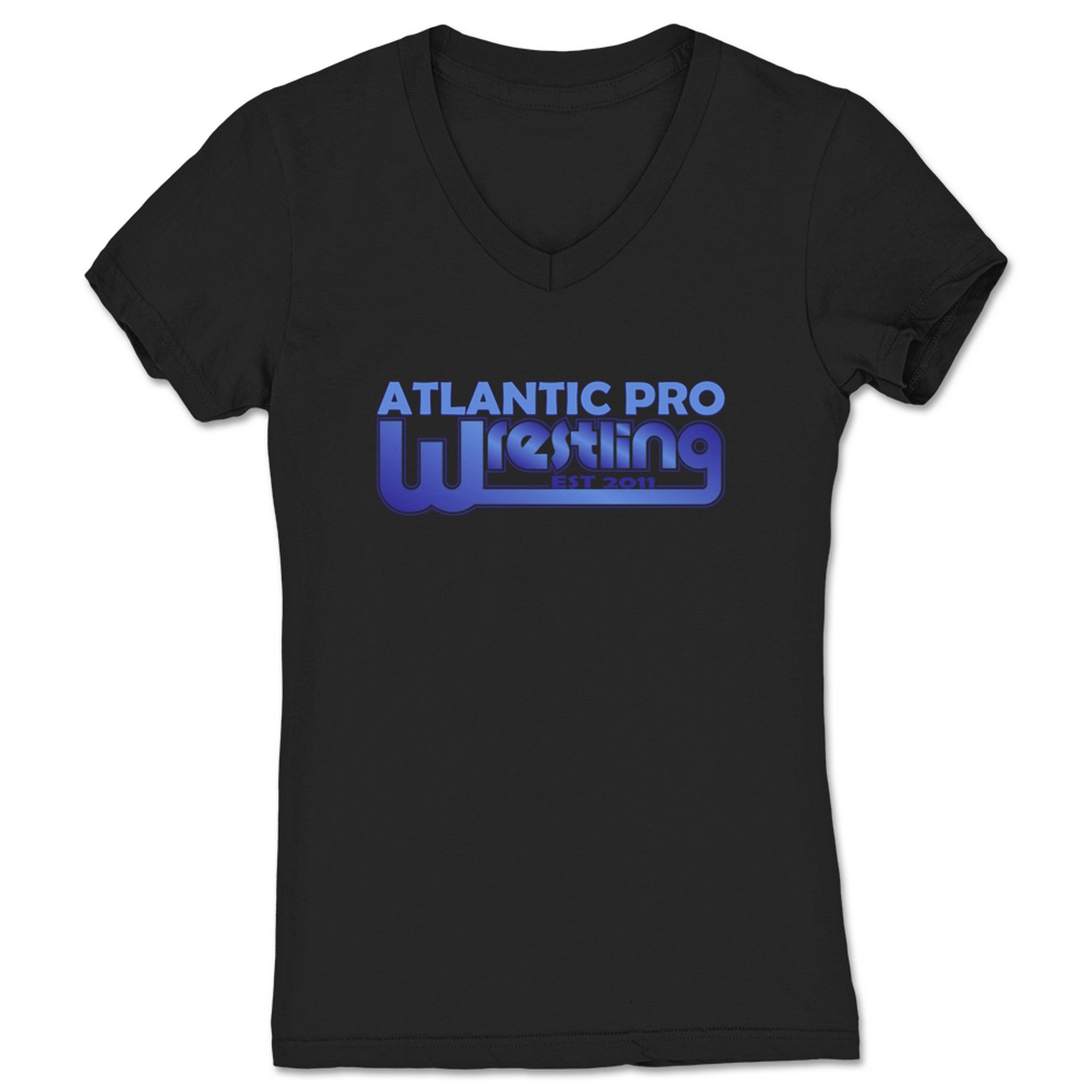 Atlantic Pro Wrestling Est 2011 Women's V-Neck Black