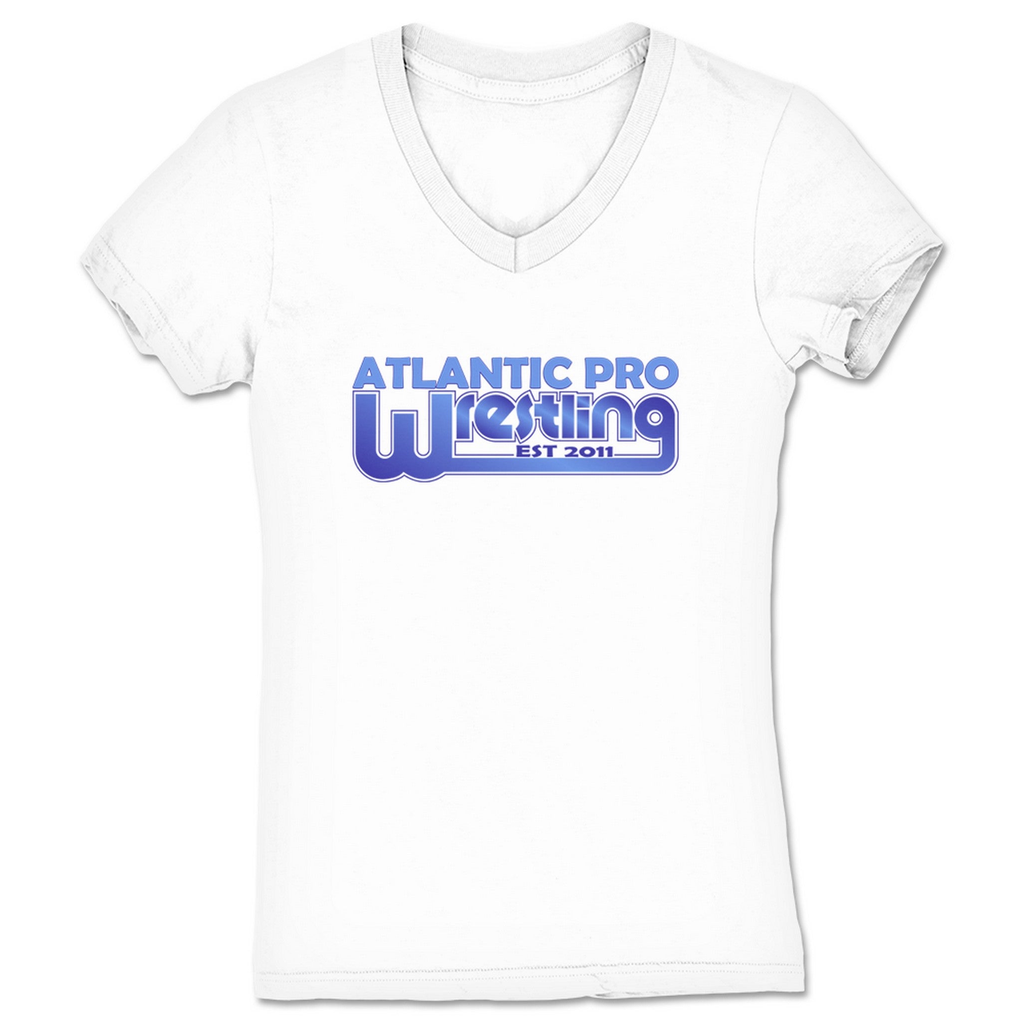 Atlantic Pro Wrestling Est 2011 Women's V-Neck White