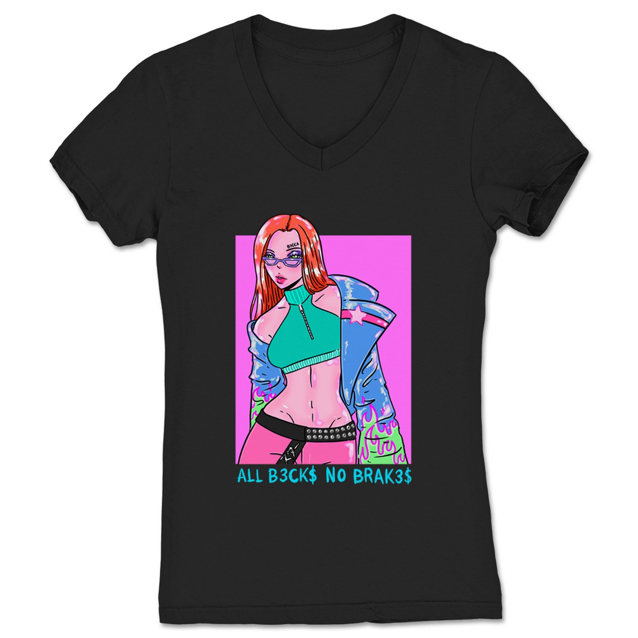 B3CCA ALL B3CK$ NO BRAK3$ Women's V-Neck Black