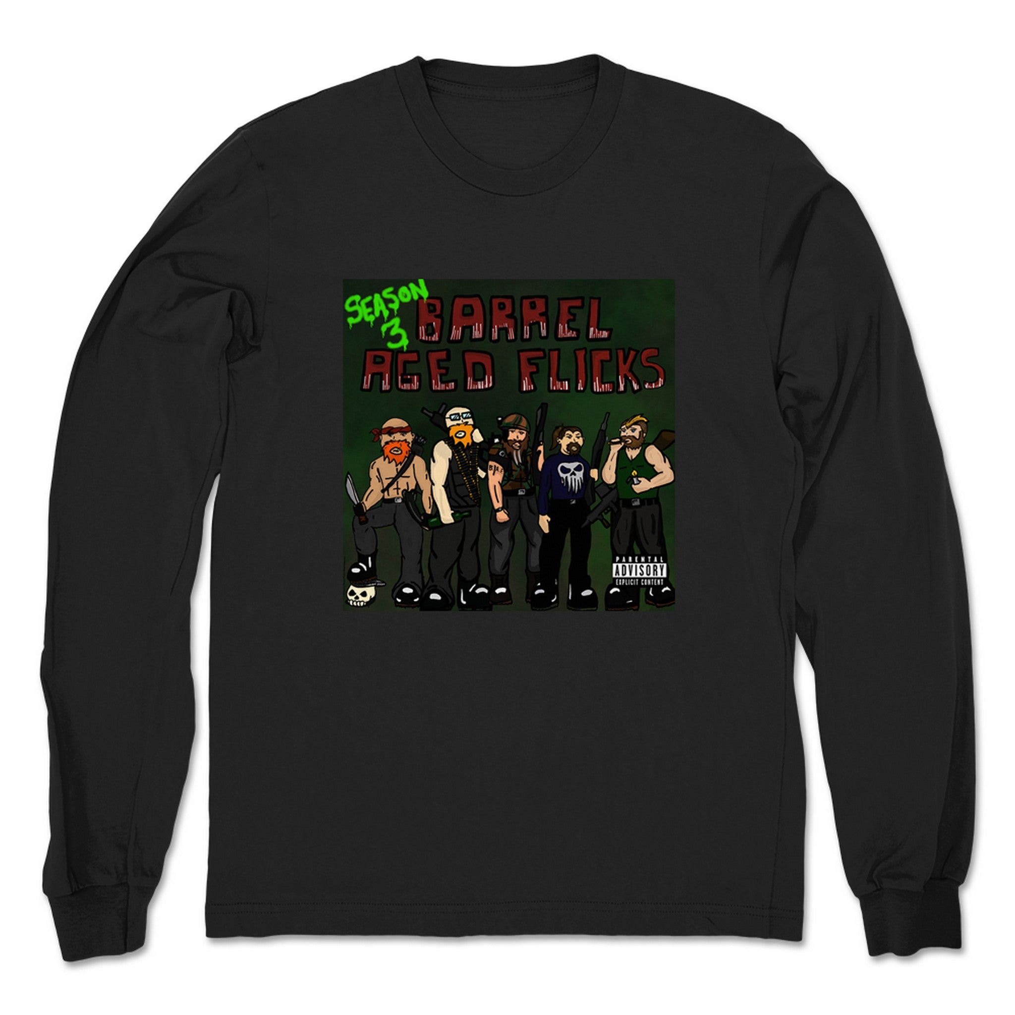 Barrel Aged Flicks Podcast Barrel Aged Flicks Season 3 Unisex Long Sleeve Black
