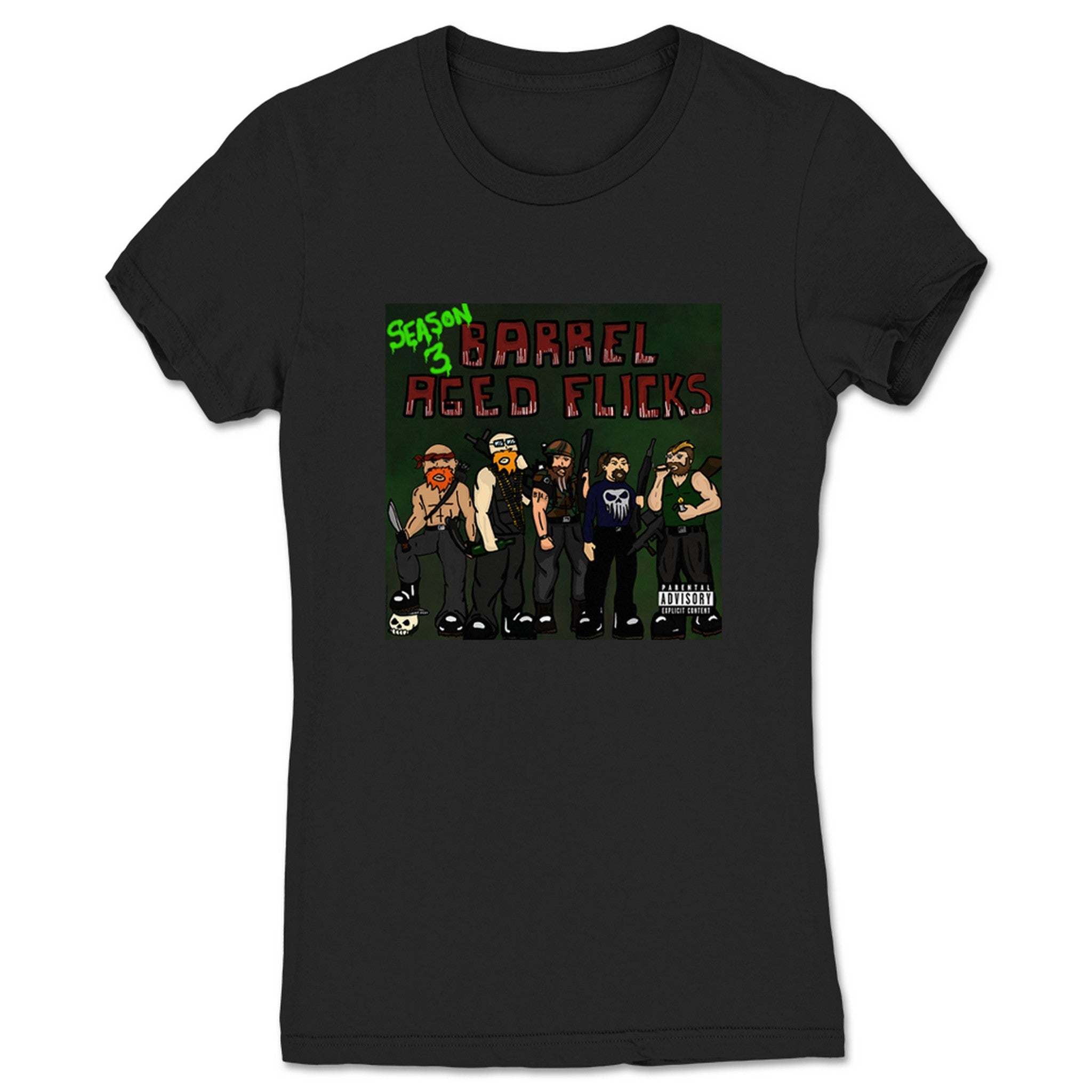 Barrel Aged Flicks Podcast Barrel Aged Flicks Season 3 Women's Tee Black