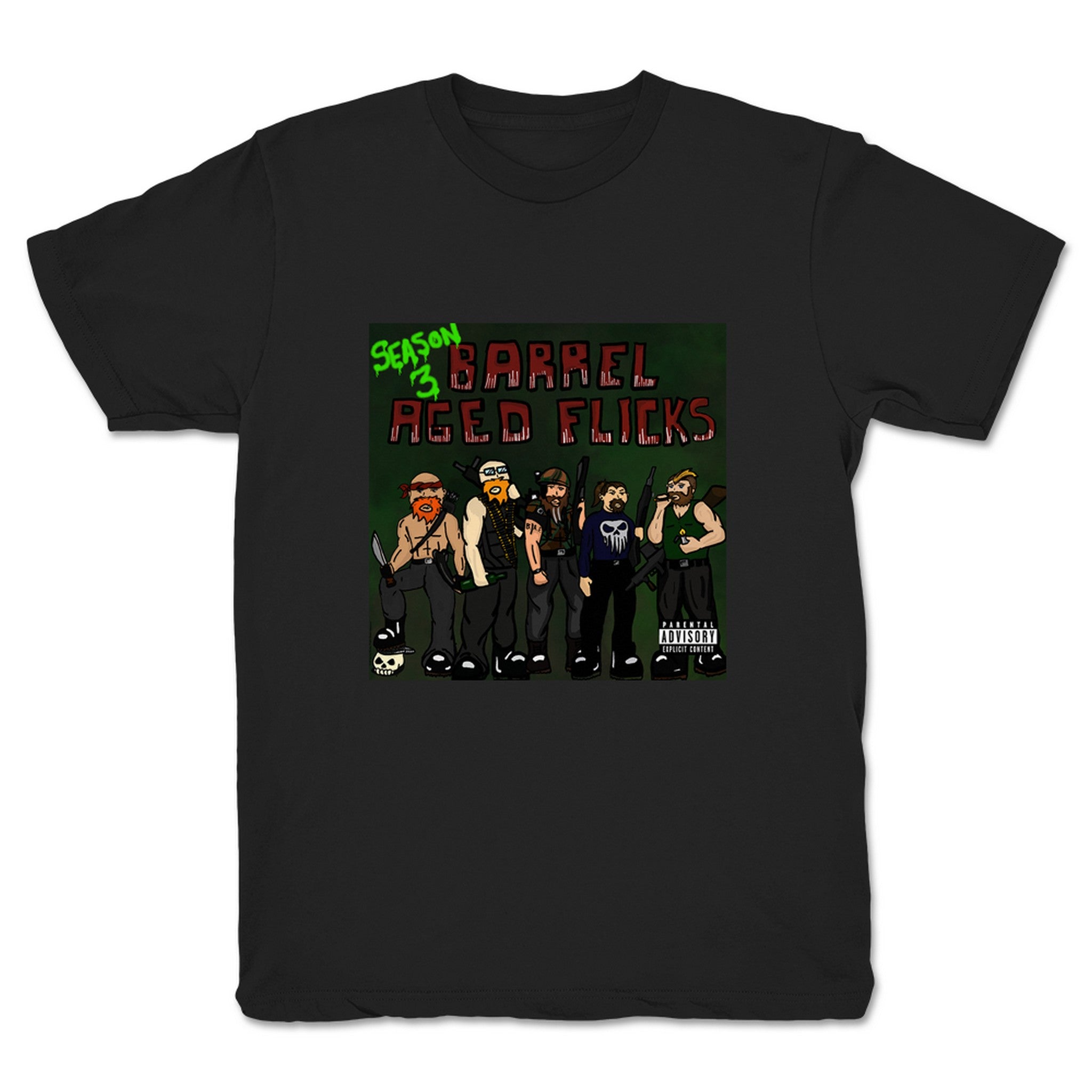 Barrel Aged Flicks Podcast Barrel Aged Flicks Season 3 Youth Tee Black