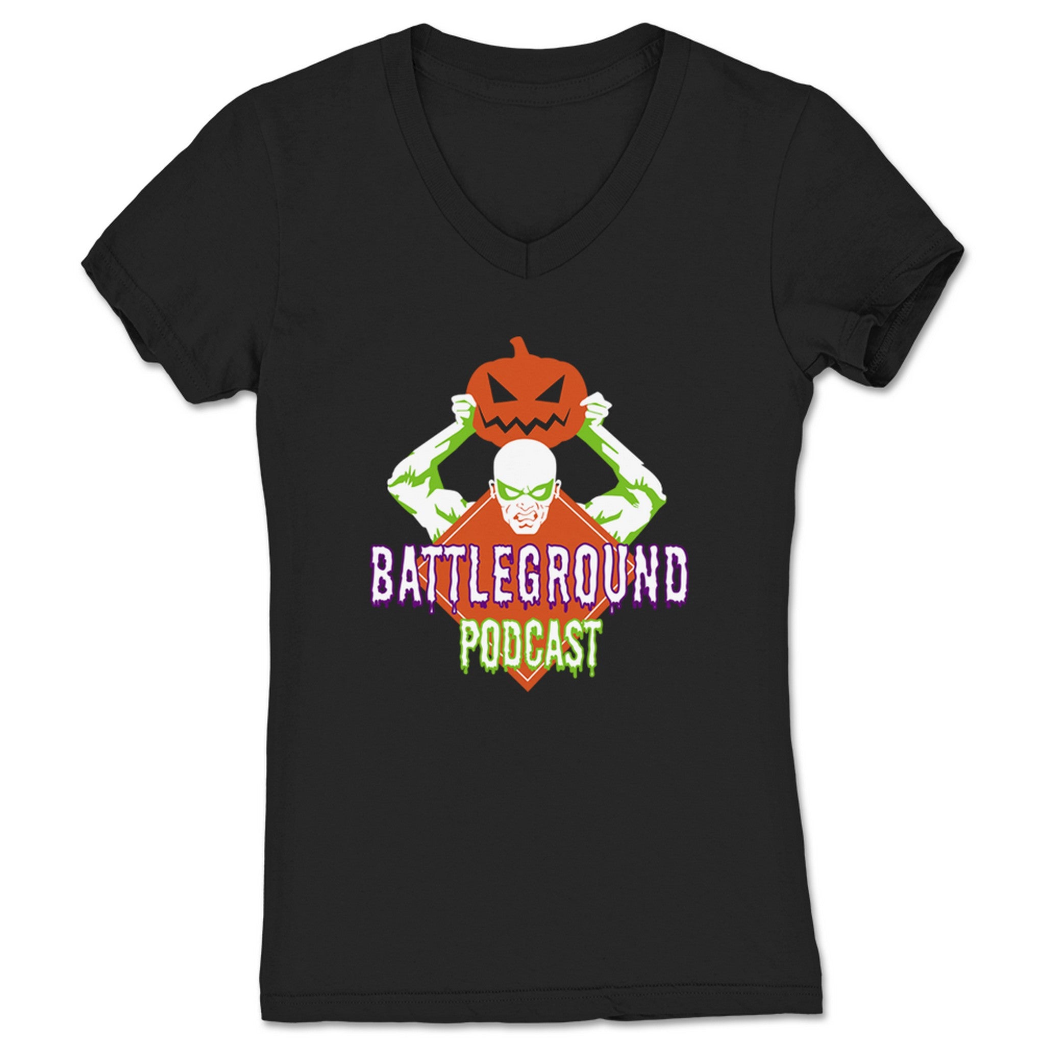 Battleground Podcast Battleground Podcast Halloween Women's V-Neck Black