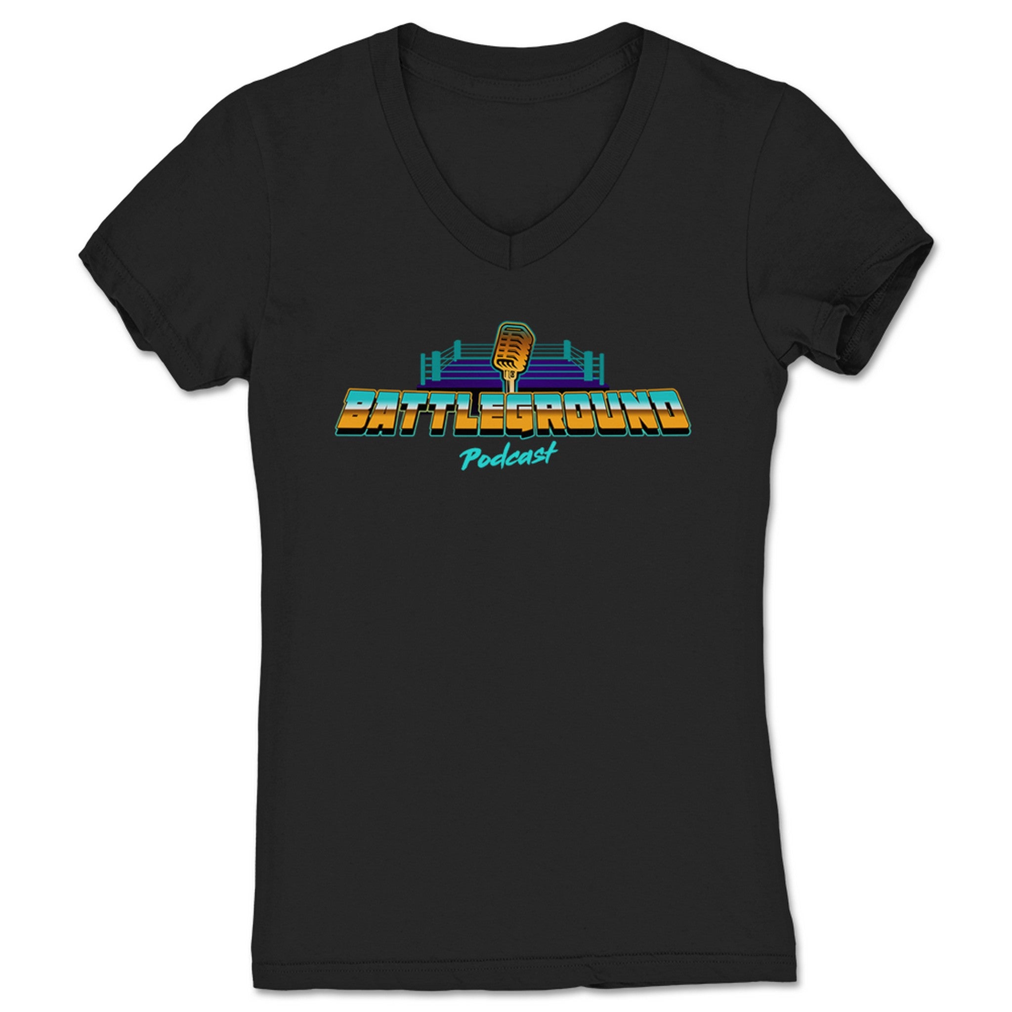 Battleground Podcast Battleground Podcast Women's V-Neck Black