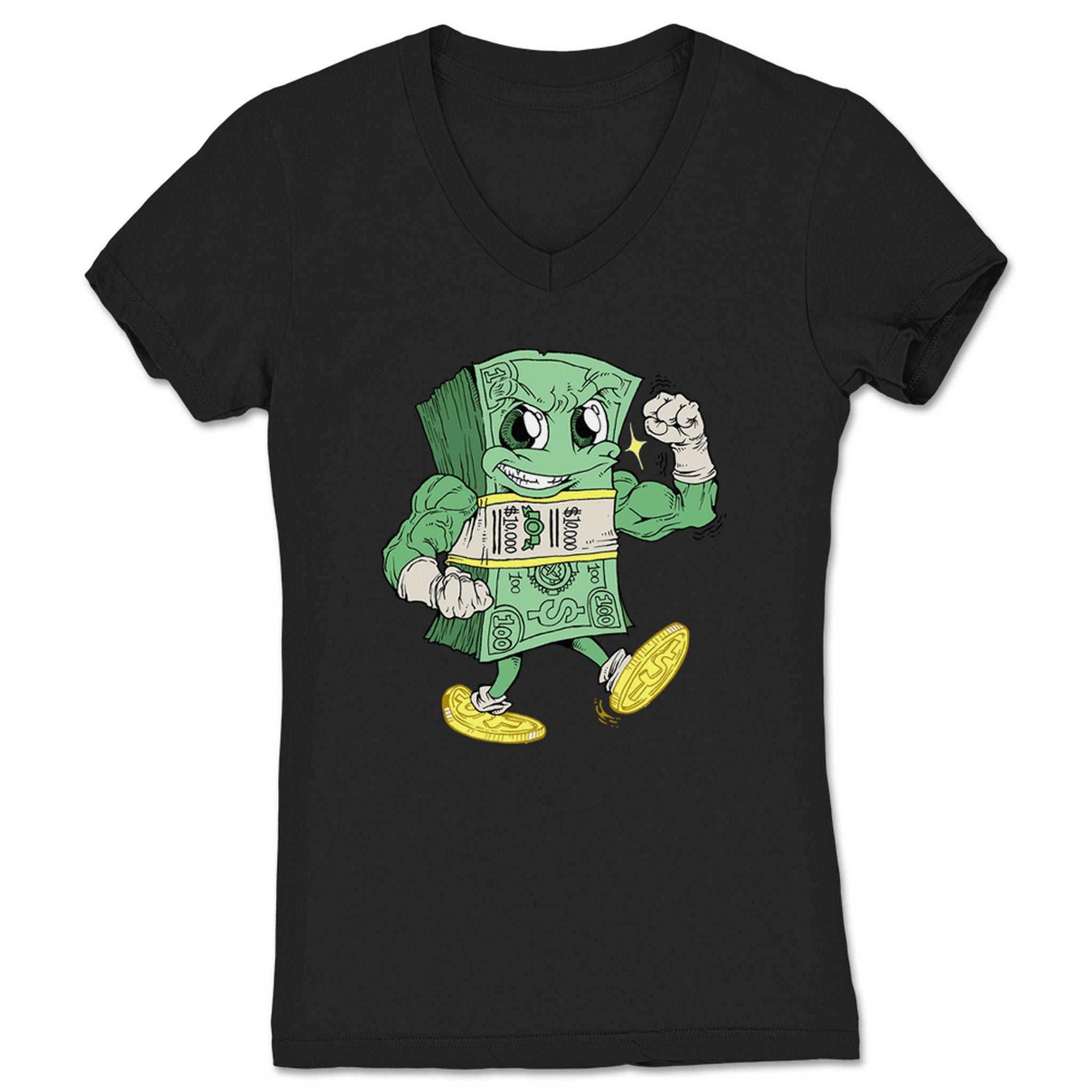 Big Money Money Man Women's V-Neck Black