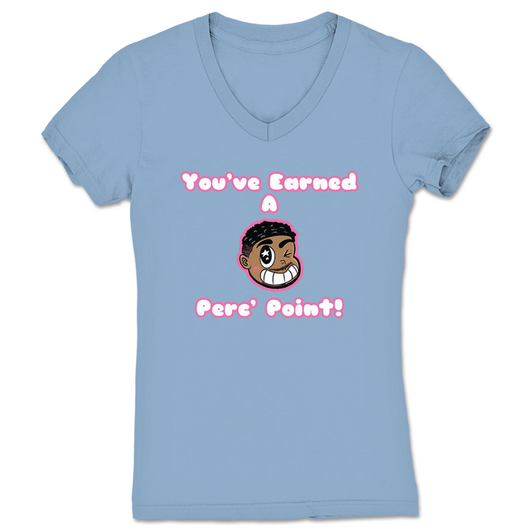 Big Perc' Perc' Point Women's V-Neck Baby Blue