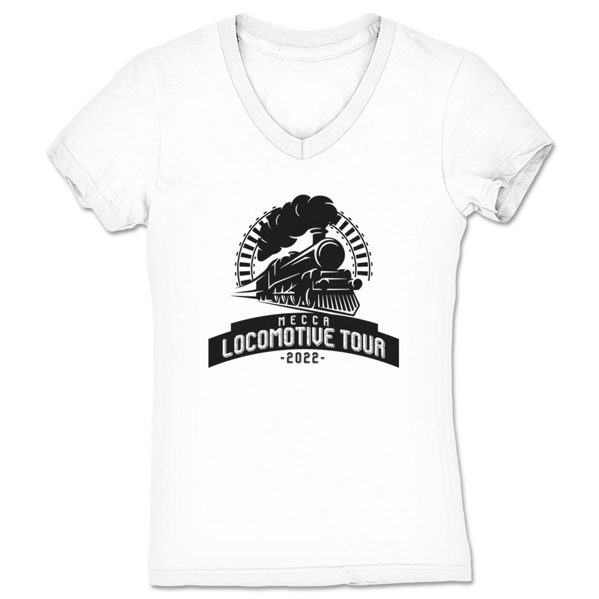 Brian Johnson Mecca Locomotive Tour 2022 Women's V-Neck White