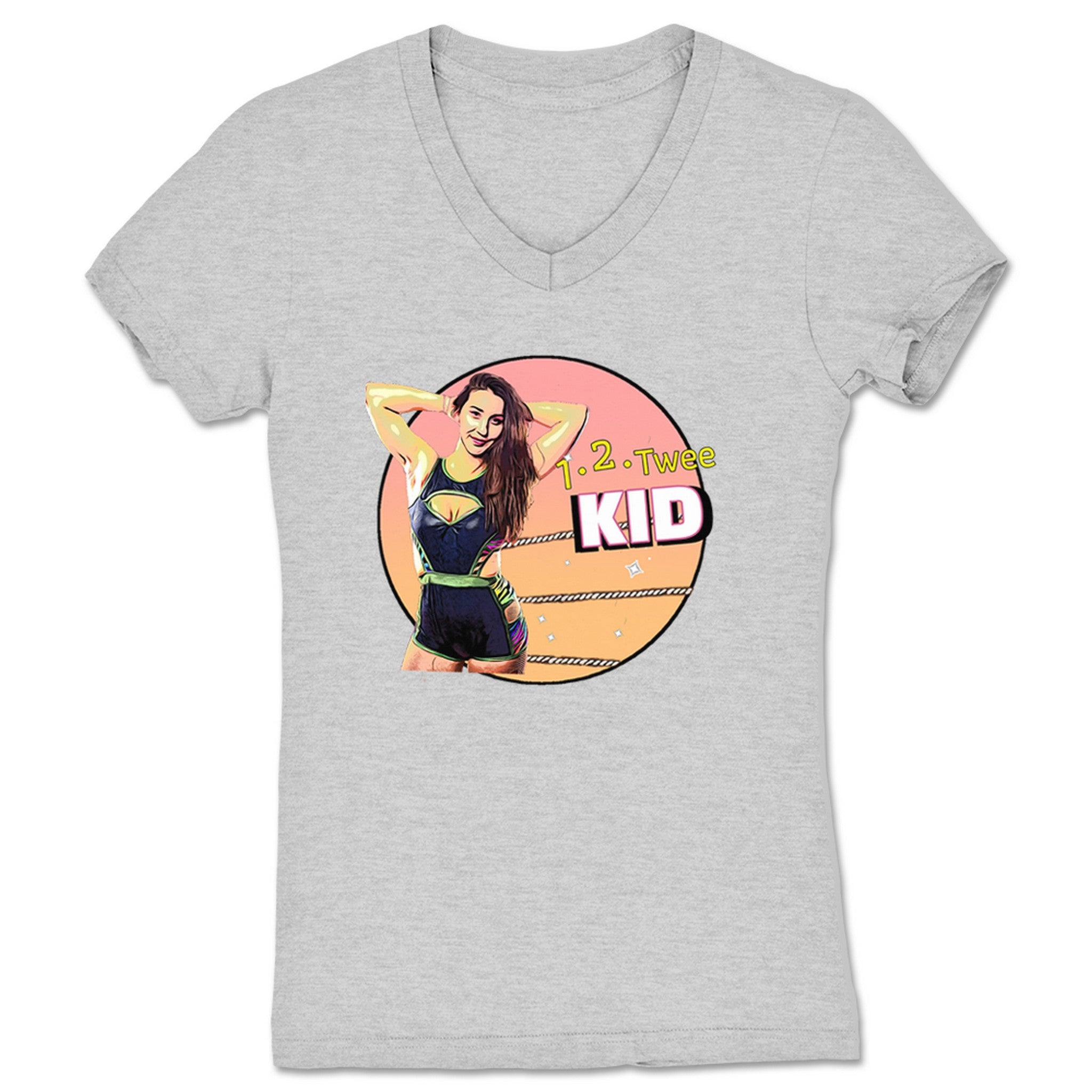 Brotherly Love Wrestling 1. 2. Twee Kid (Erica Leigh) Women's V-Neck Heather Grey