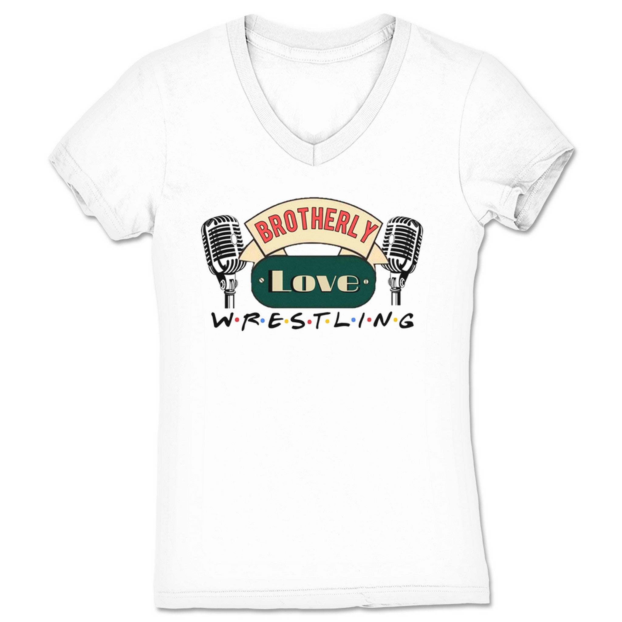 Brotherly Love Wrestling Friends BLW Logo Women's V-Neck White