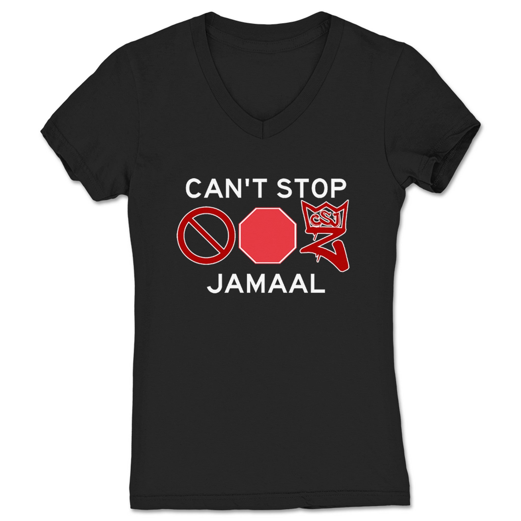 CSJ Can't Stop Jamaal Emotes Women's V-Neck Black