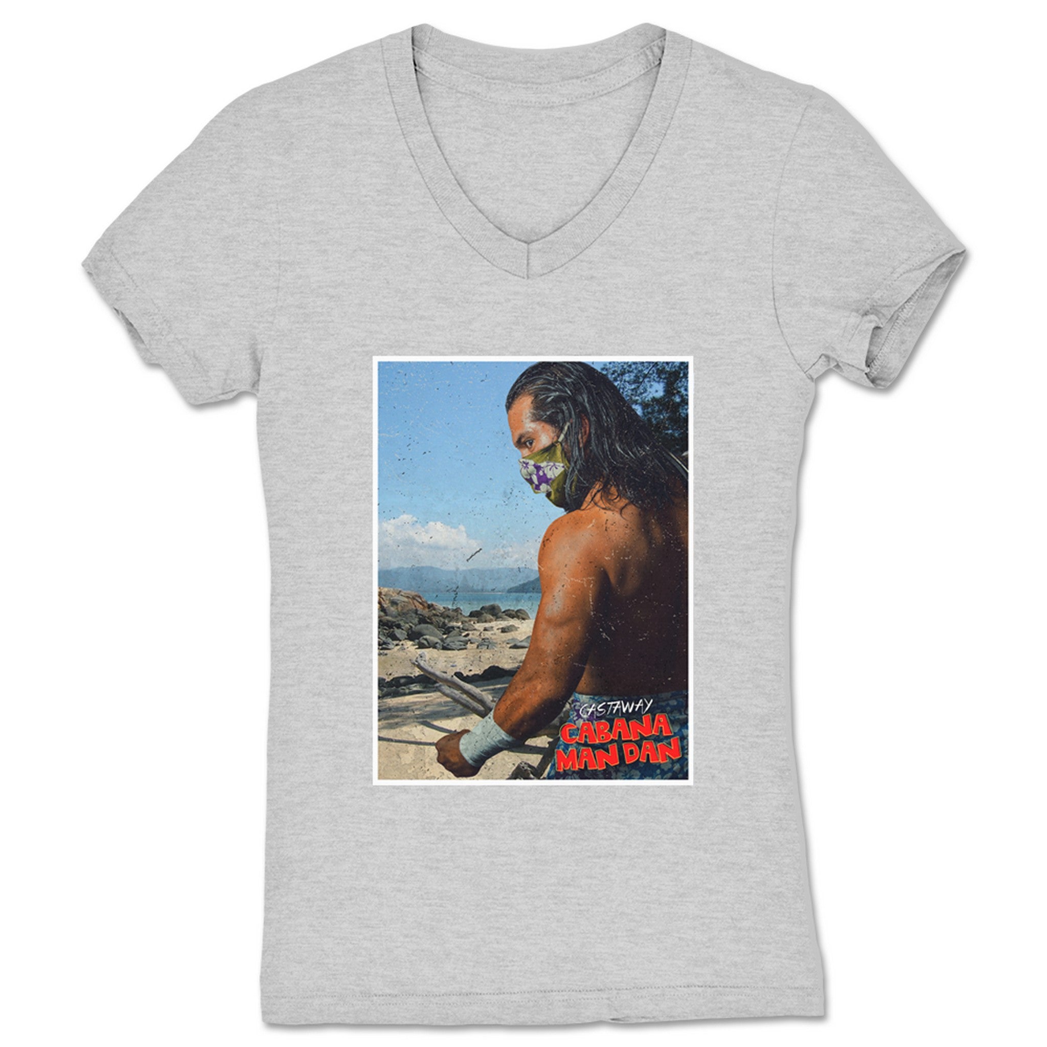 Cabana Man Dan The Castaway Women's V-Neck Heather Grey