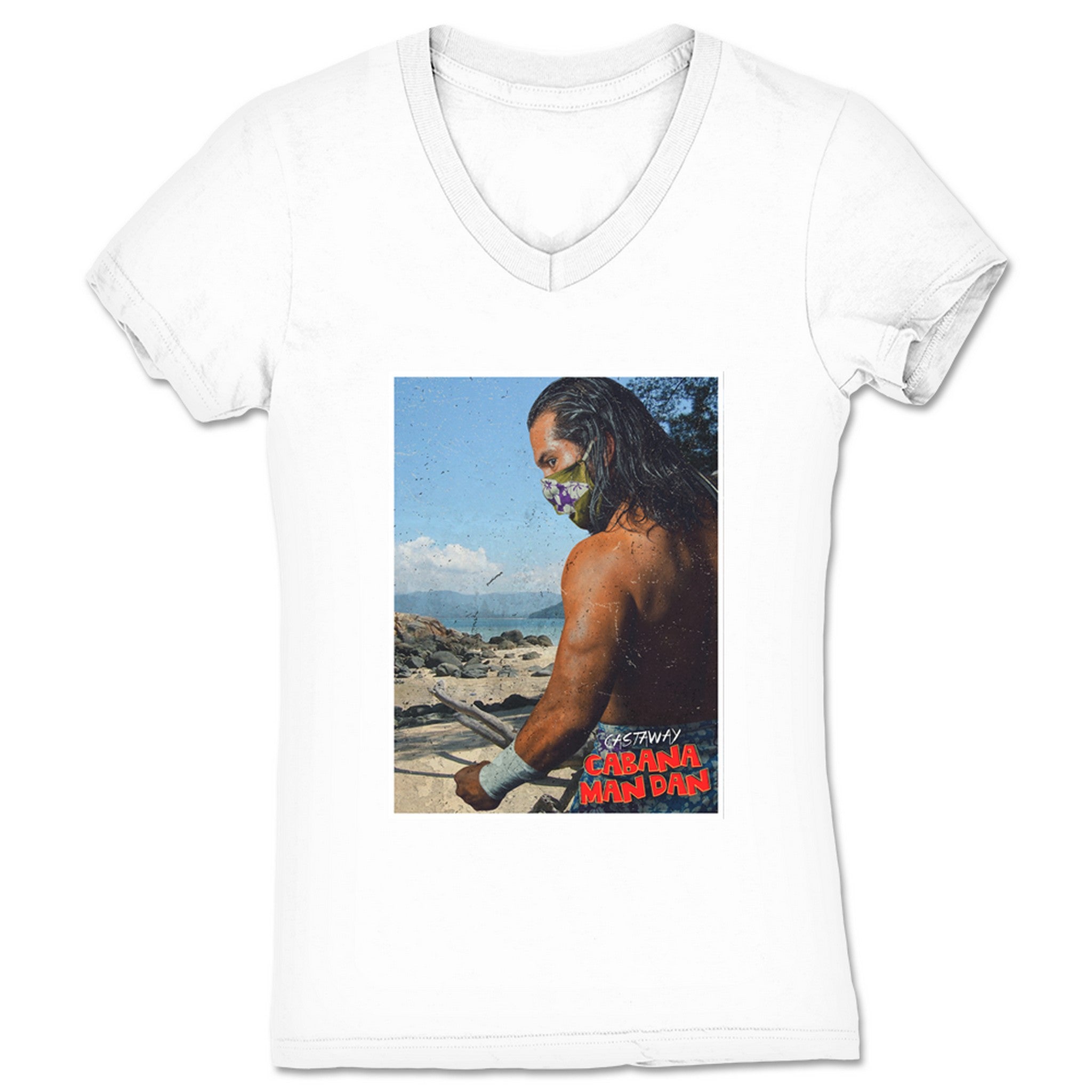 Cabana Man Dan The Castaway Women's V-Neck White
