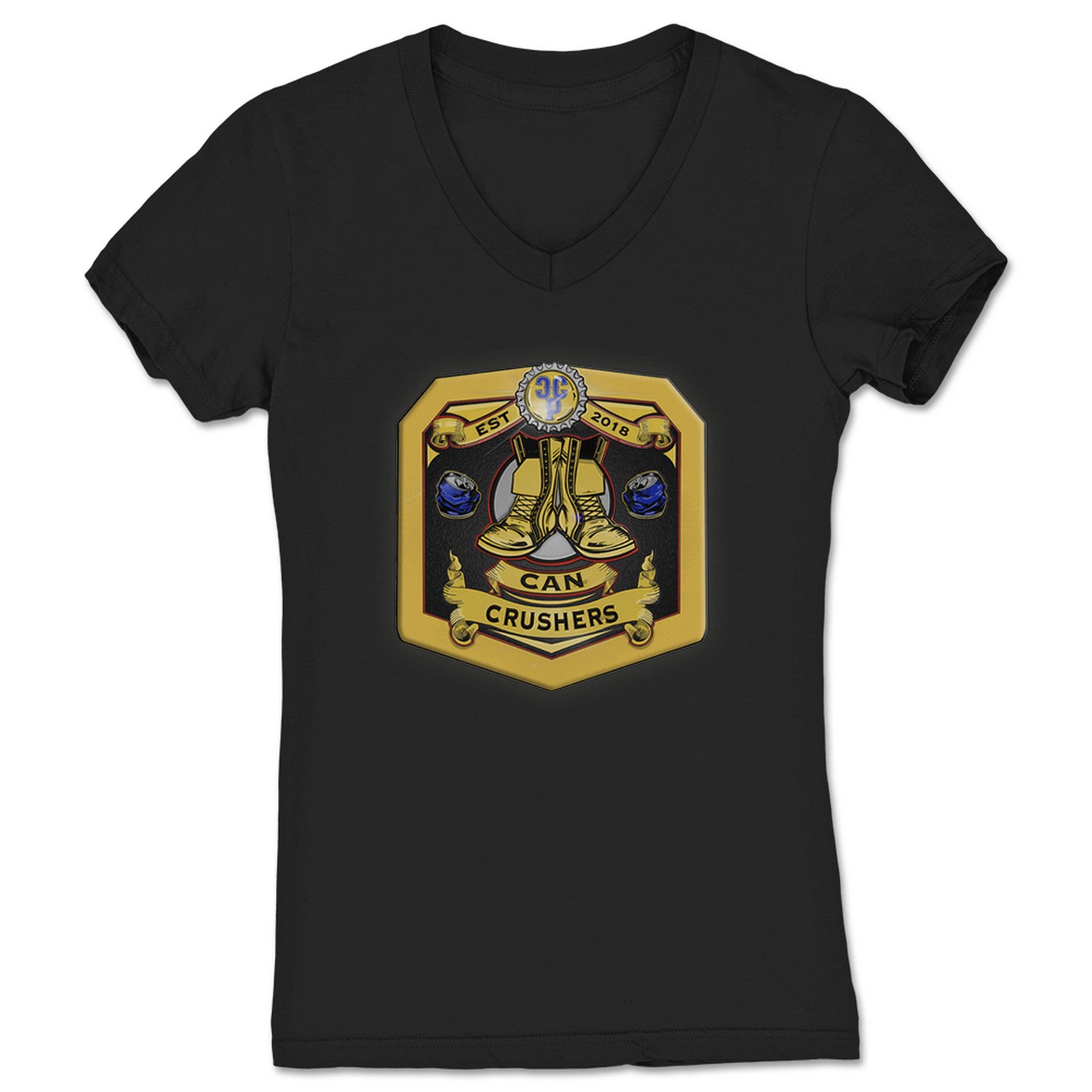 Can Crushers Wrestling Podcast Can Crushers Women's V-Neck Black