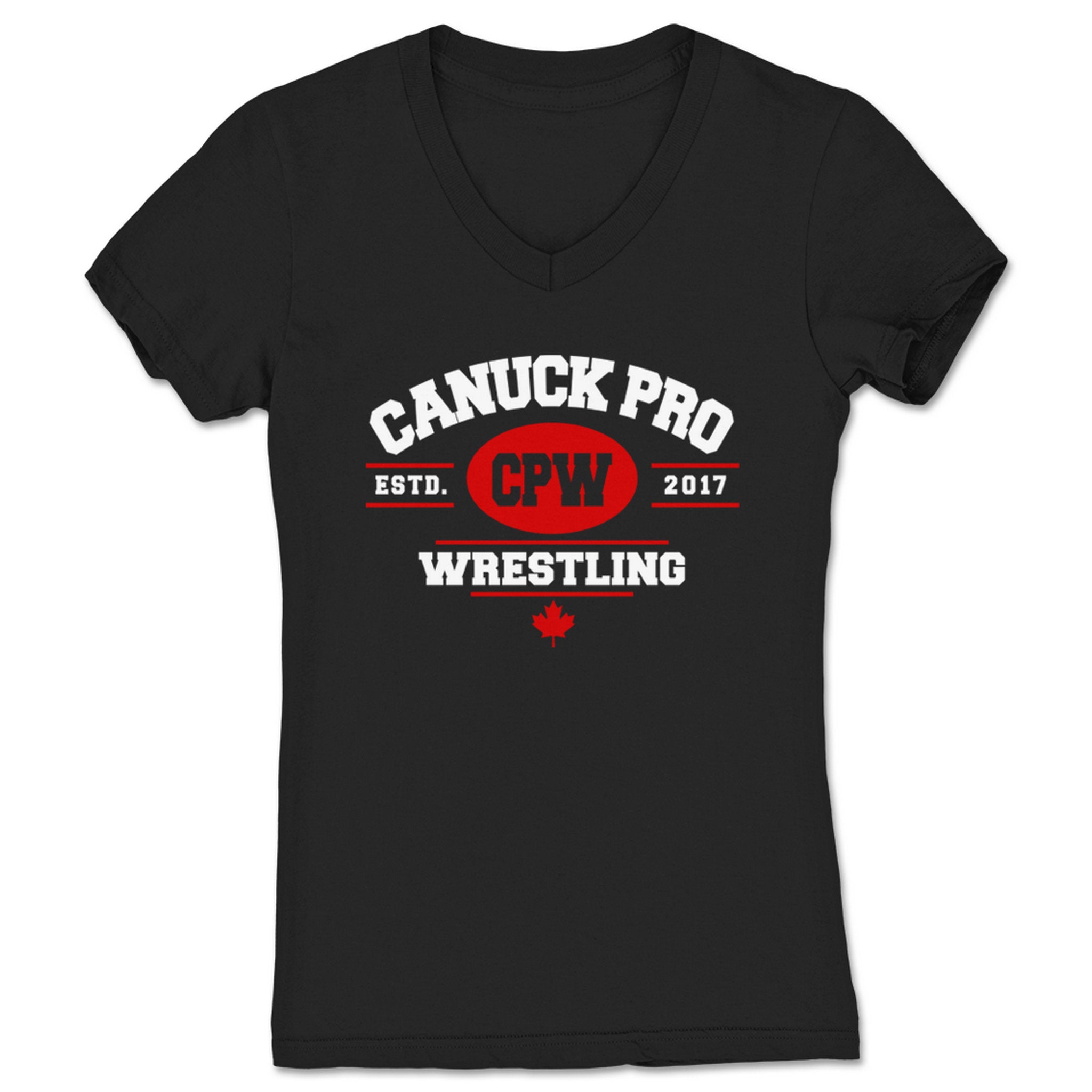 Canuck Pro Wrestling CPW Established 2017 Women's V-Neck Black