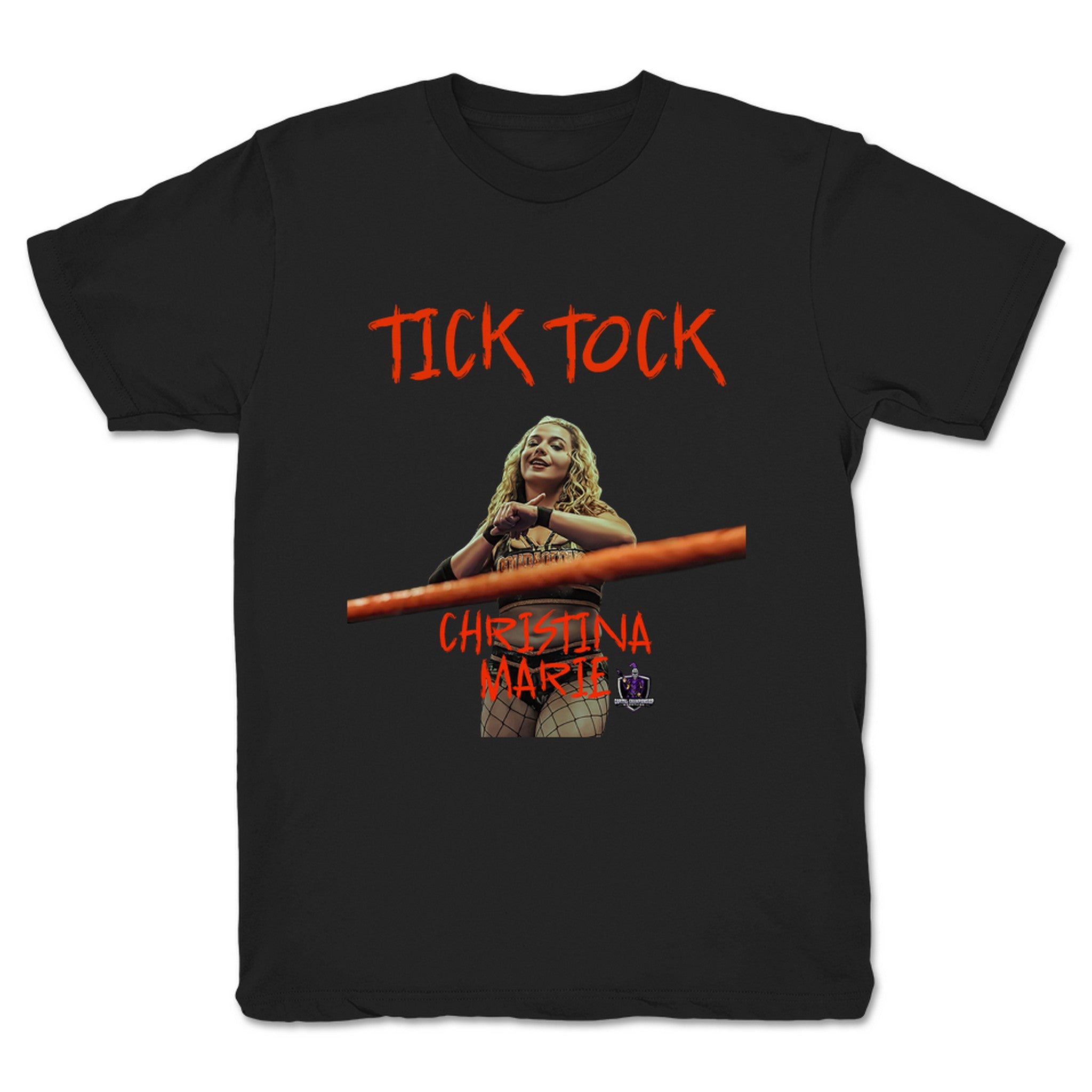 Capital Championship Wrestling Tick Tock Youth Tee Black