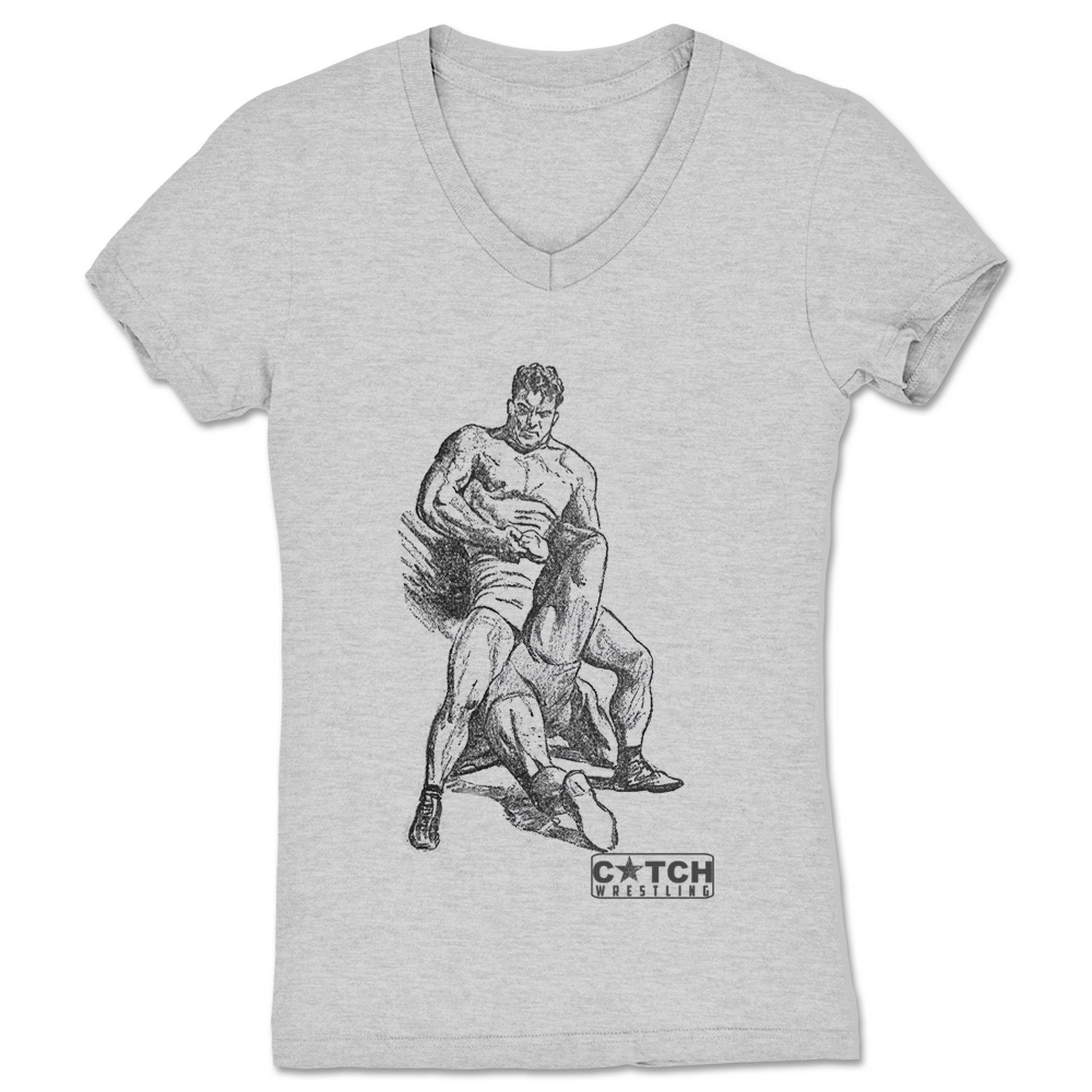 Catch Wrestling U Half Boston Crab Women's V-Neck Heather Grey