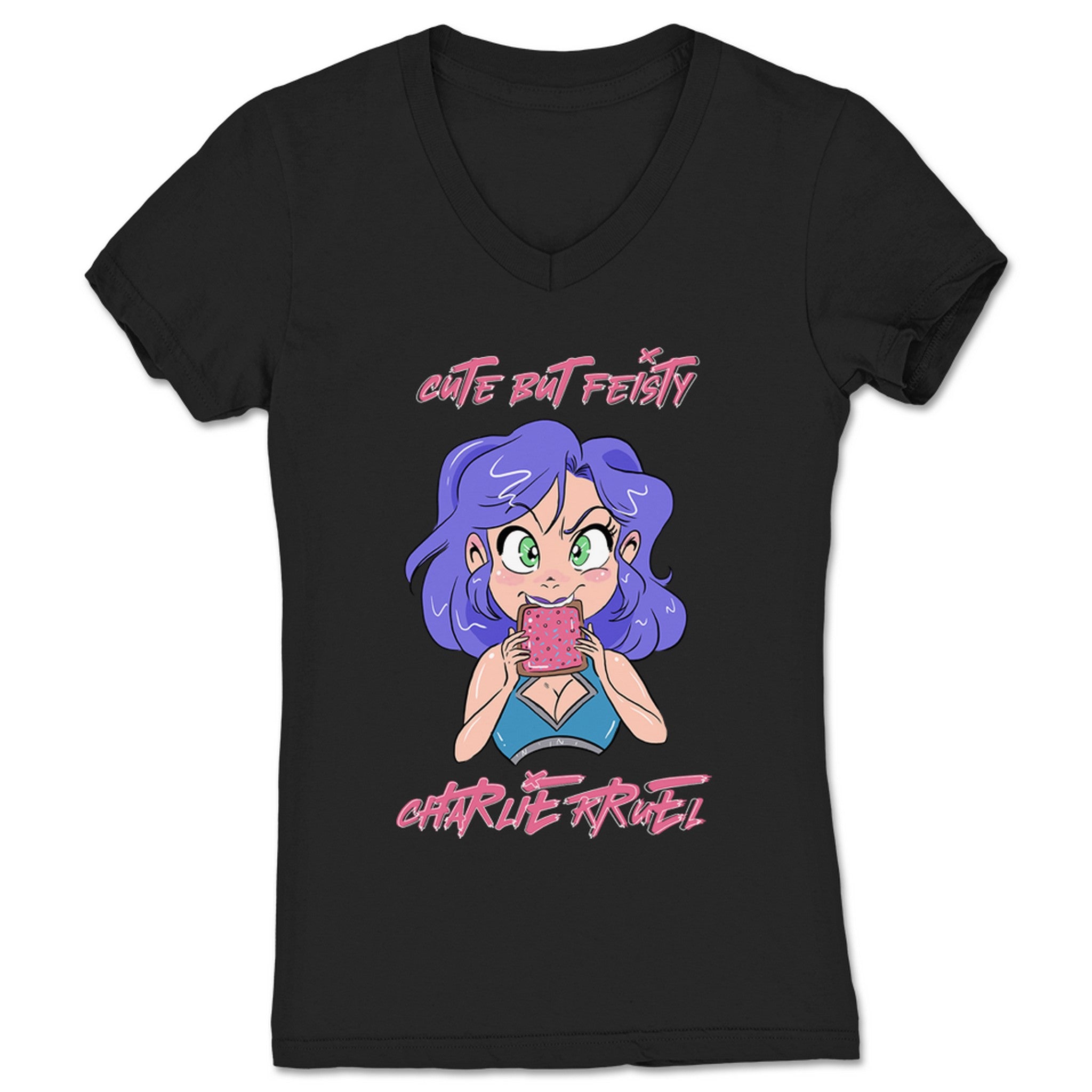 Charlie Kruel Cute But Feisty Women's V-Neck Black