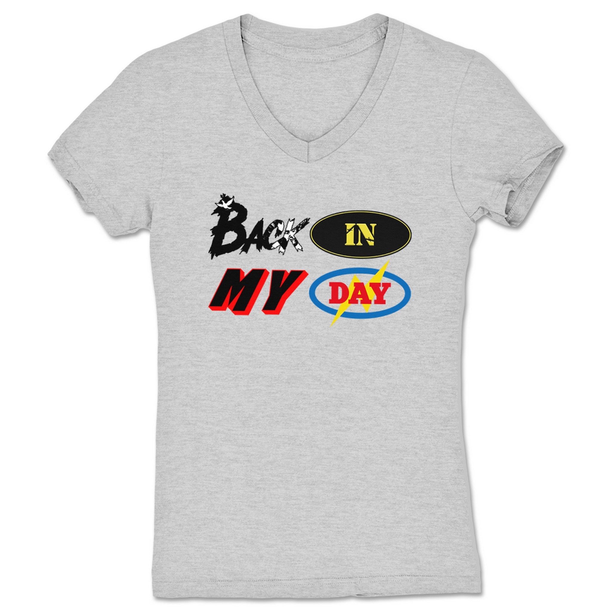 Chase Burnett Back In My Day Women's V-Neck Heather Grey