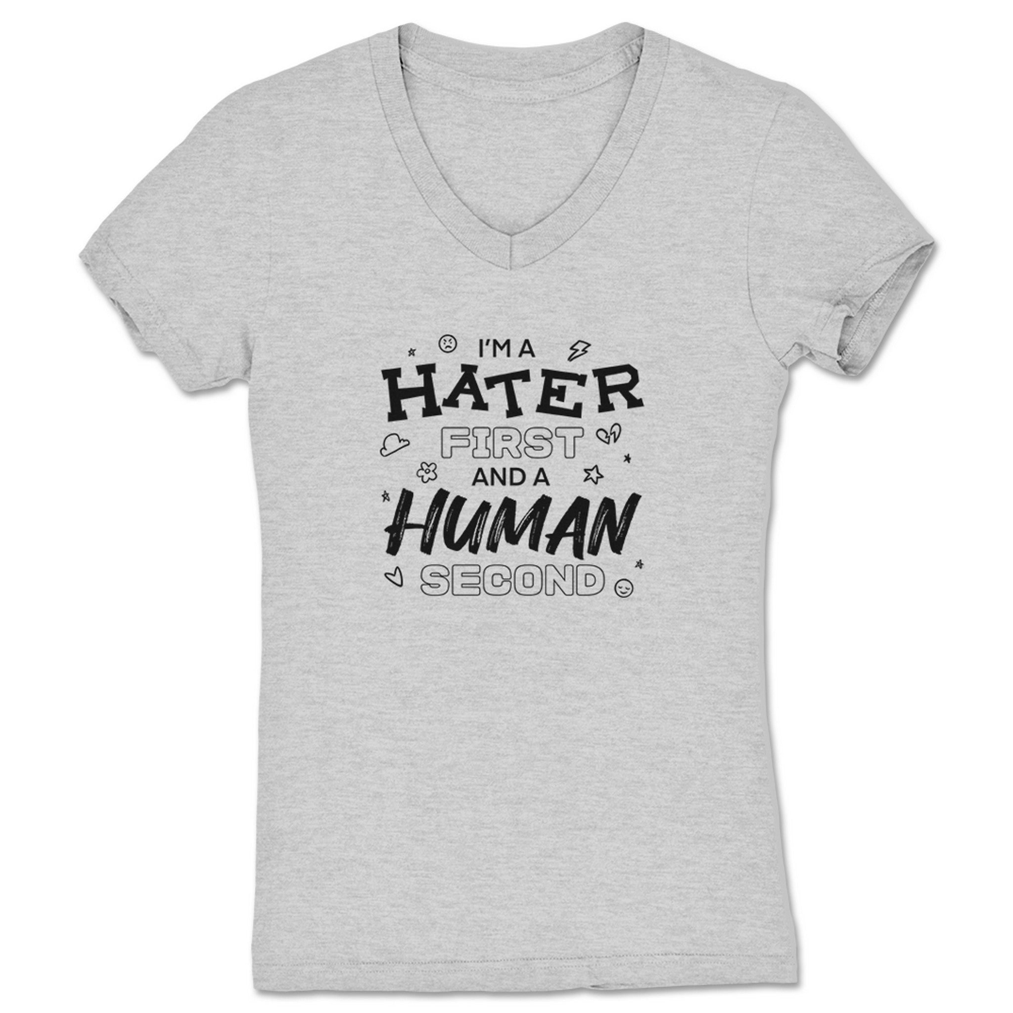 Cher Delaware Hater Before Human Women's V-Neck Heather Grey
