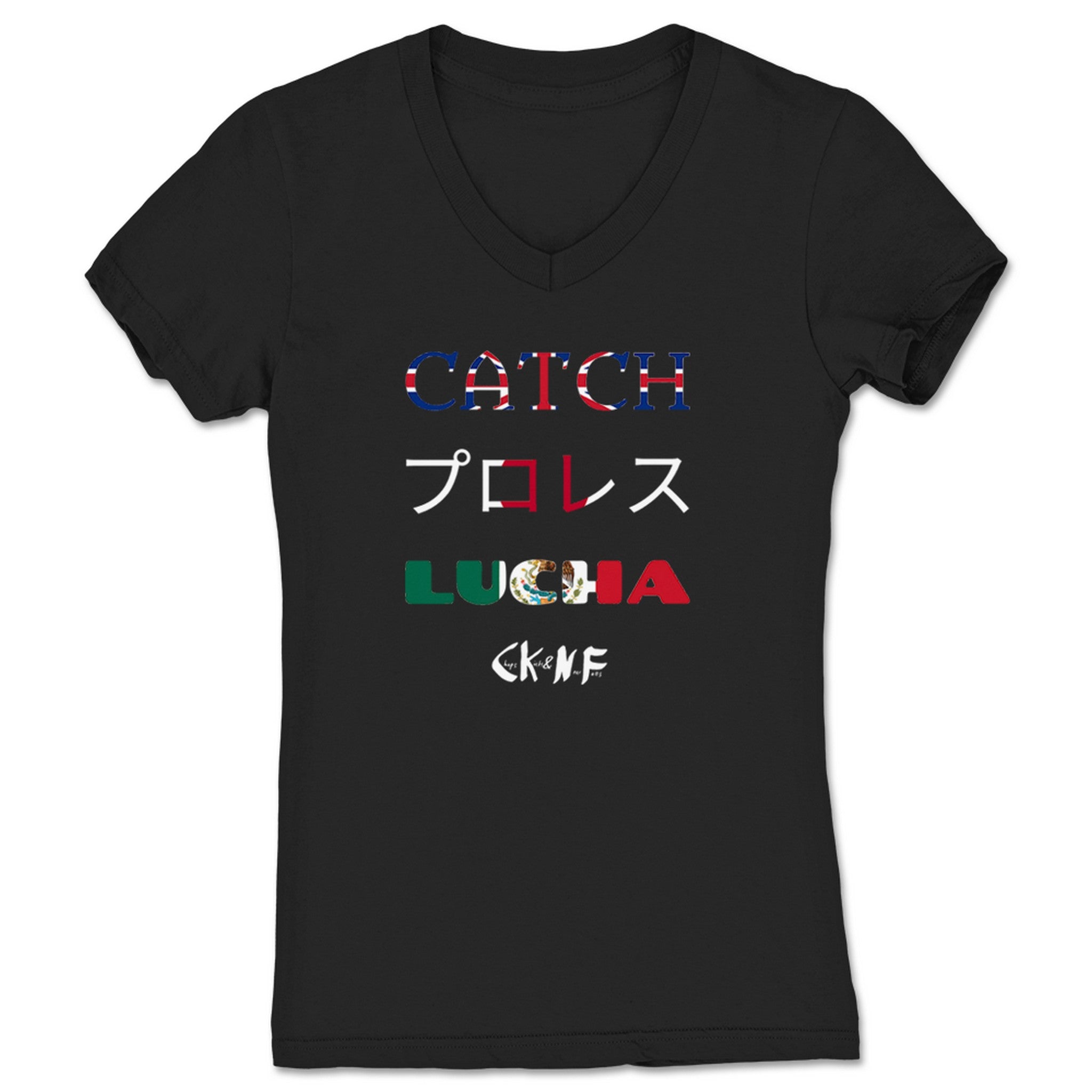 Chops, Kicks, and Nearfalls Freedom for Immigrants Women's V-Neck Black