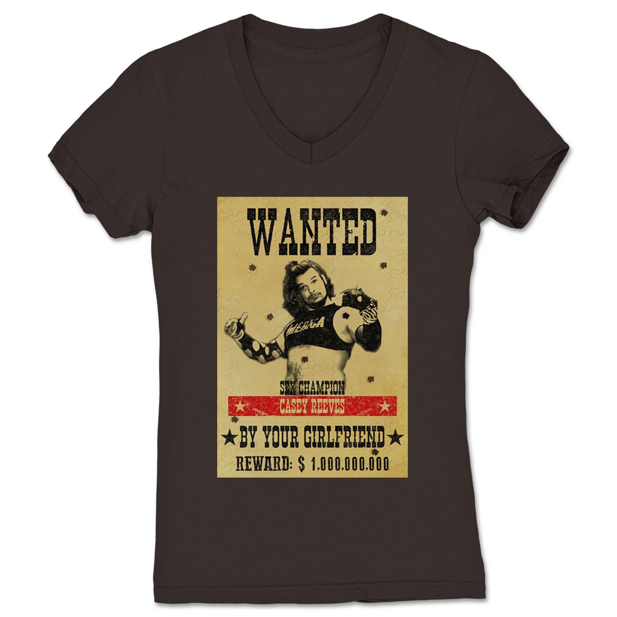 Dad Volante Casey Reeves Wanted Women's V-Neck Brown