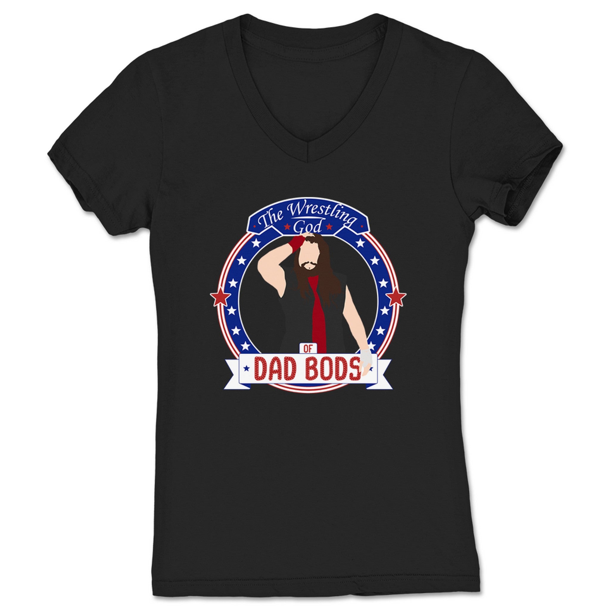 Dad Volante Wrestling God of Dad Bods Women's V-Neck Black