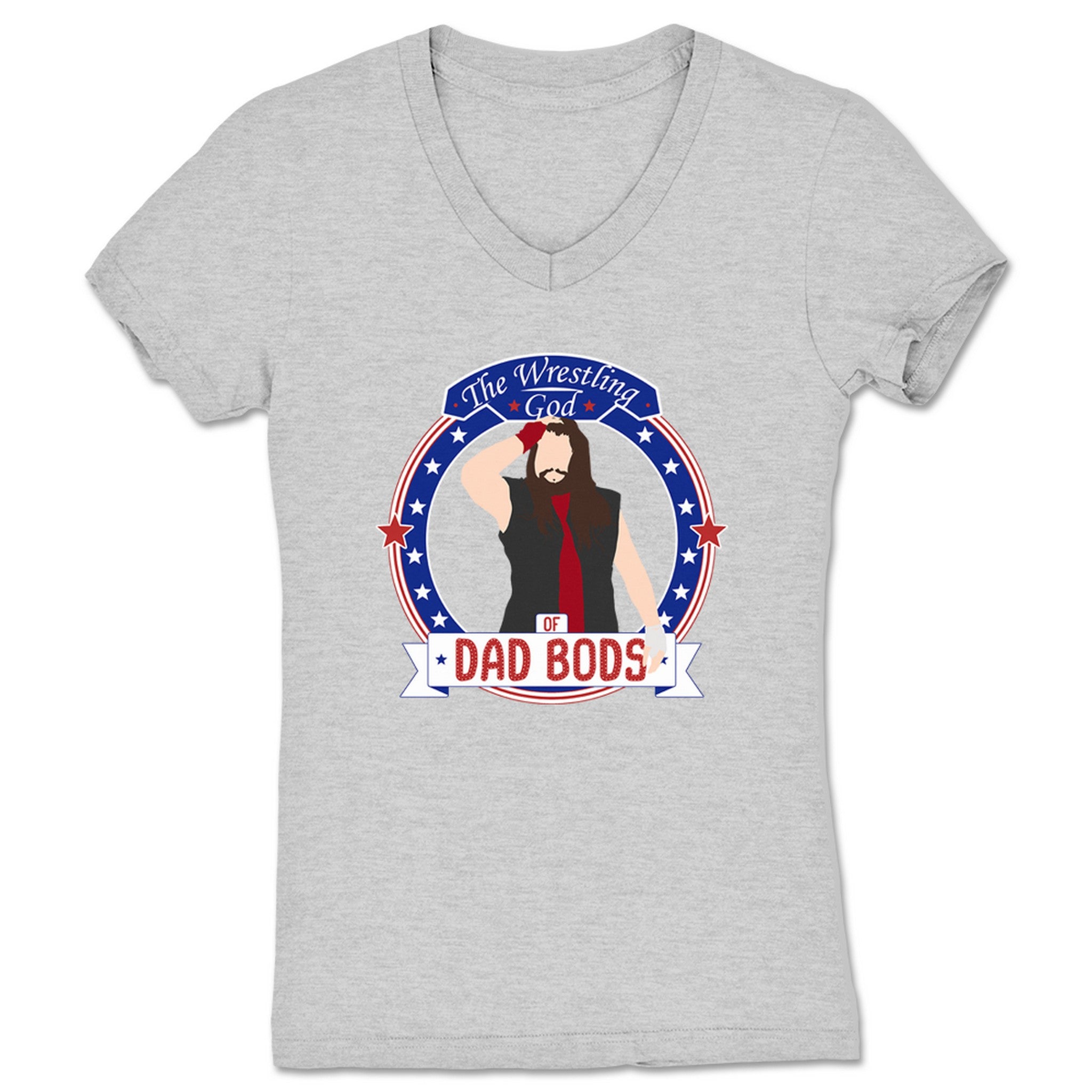 Dad Volante Wrestling God of Dad Bods Women's V-Neck Heather Grey