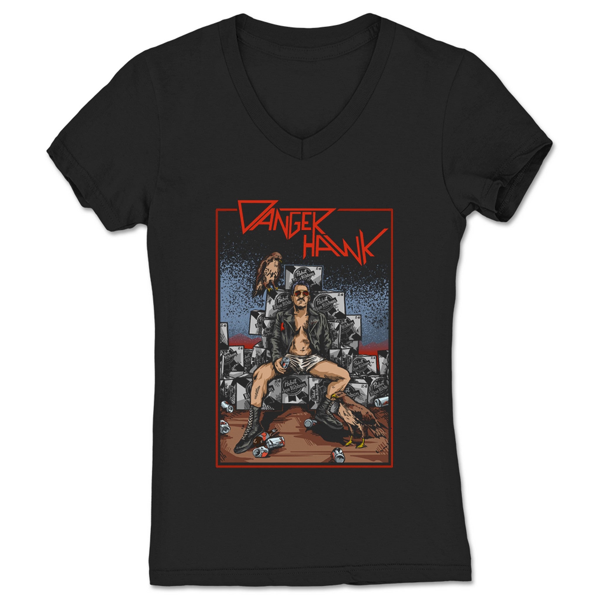 DangerHawk Dennis Morgan Beer Throne Women's V-Neck Black