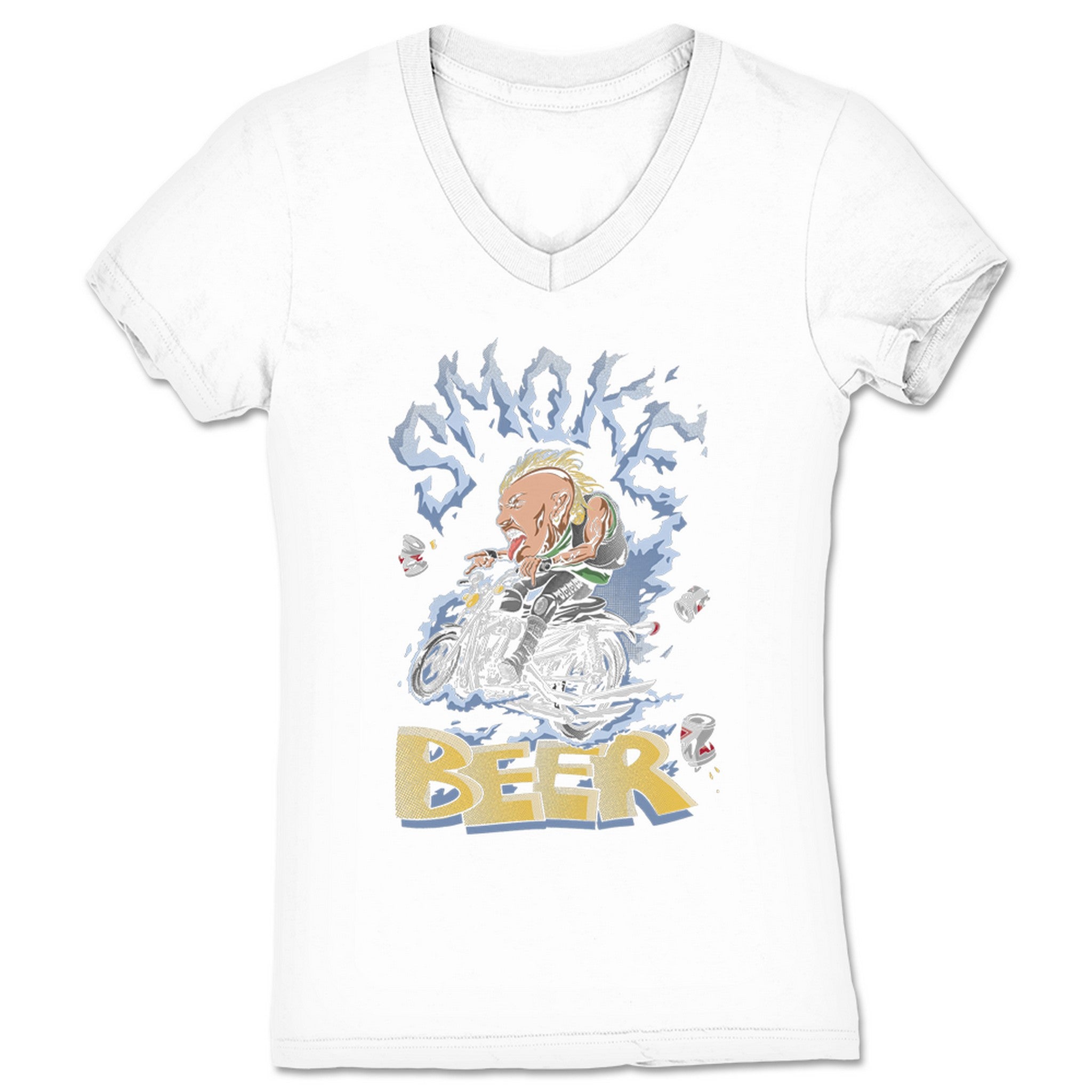 DangerHawk Dennis Morgan Smoke Beer Women's V-Neck White
