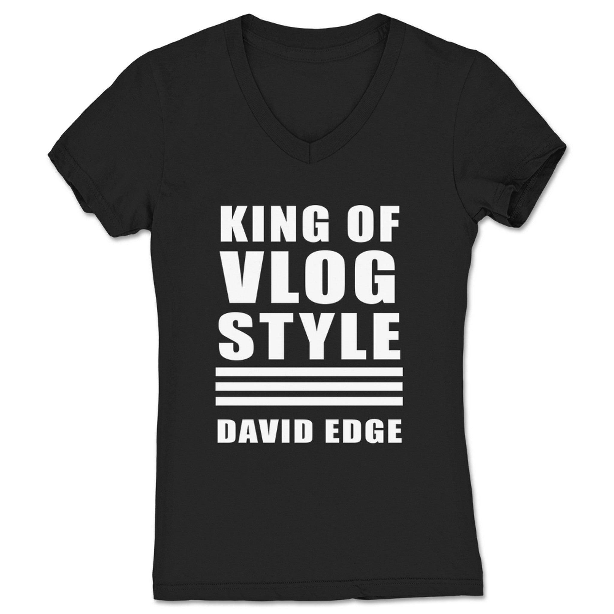 David Edge King of Vlogstyle Women's V-Neck Black