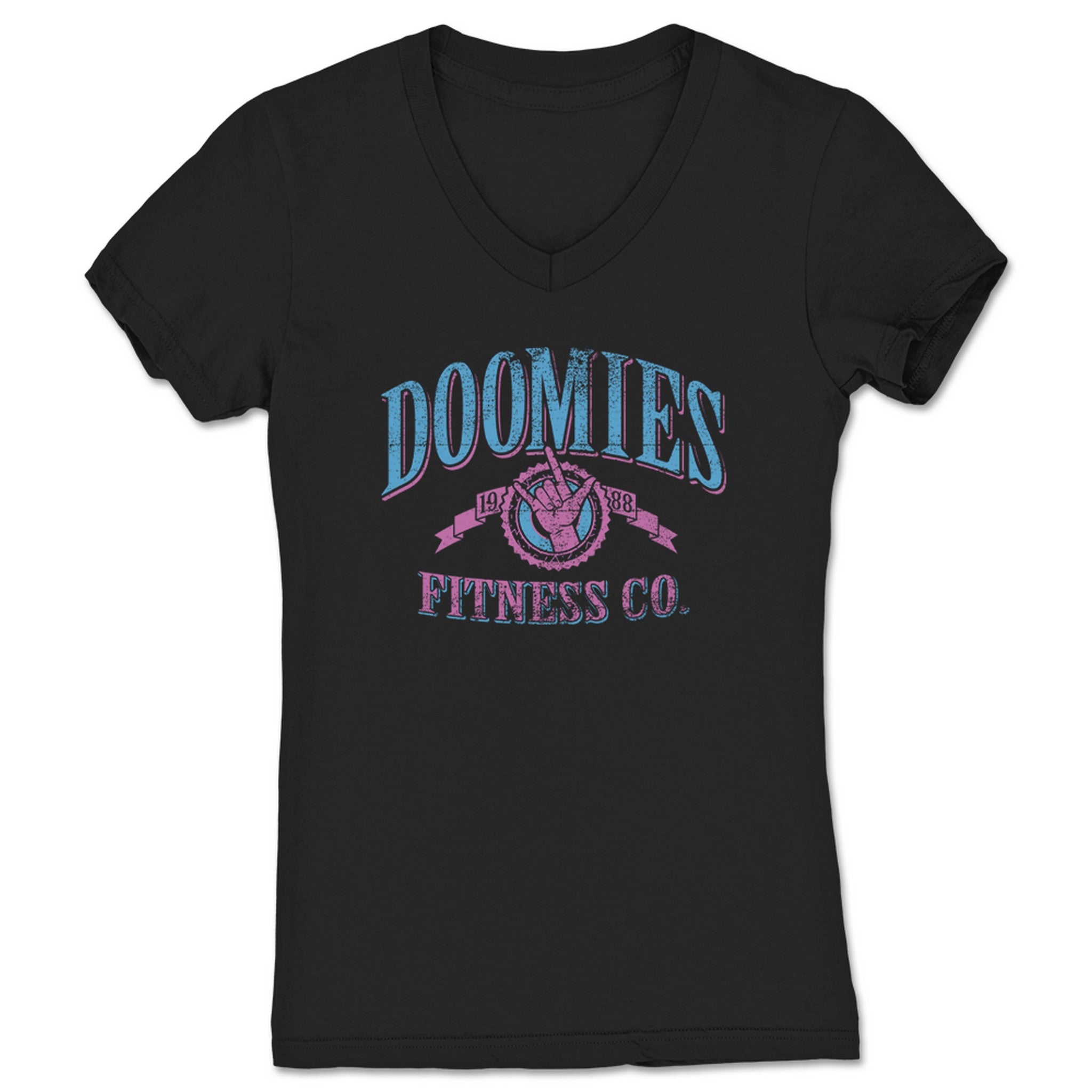 Delilah Doom Doomies Fitness Co. Women's V-Neck Black