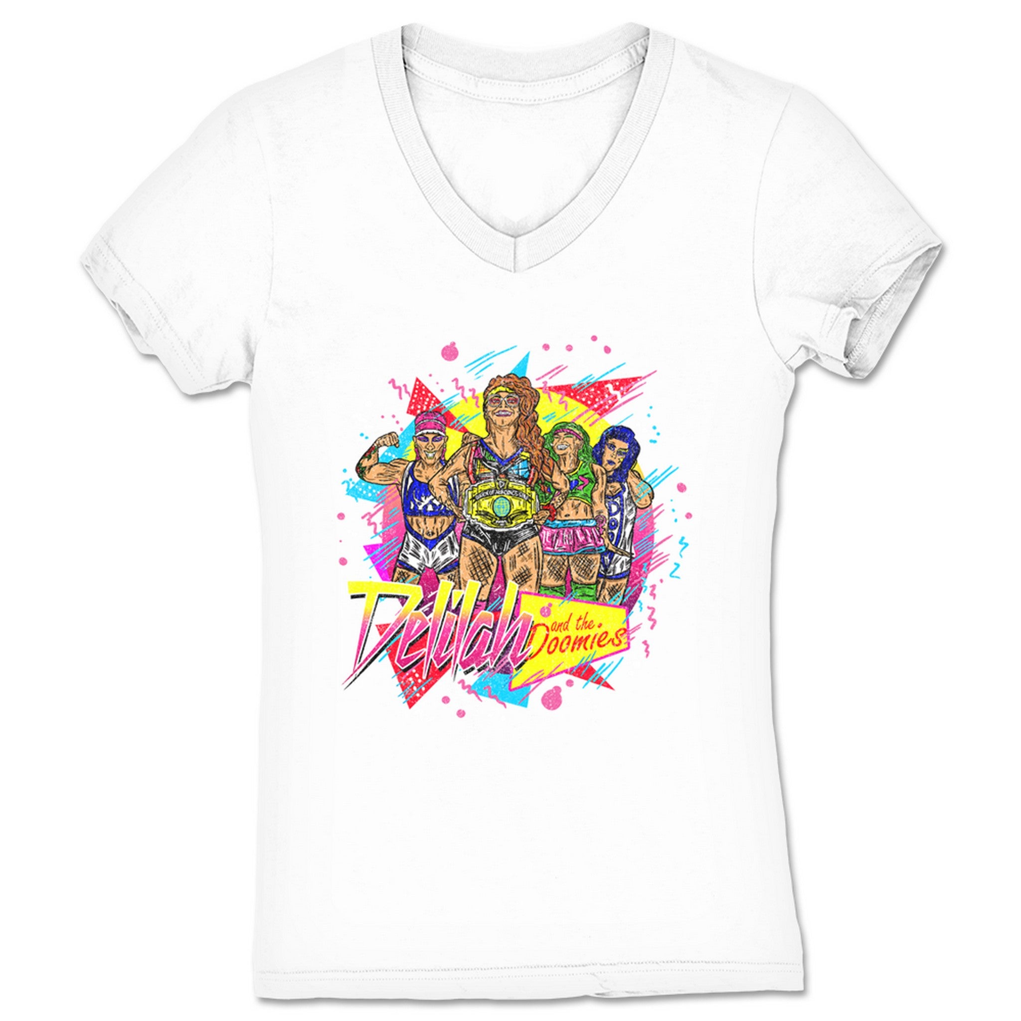 Delilah Doom Faces of Doom Women's V-Neck White