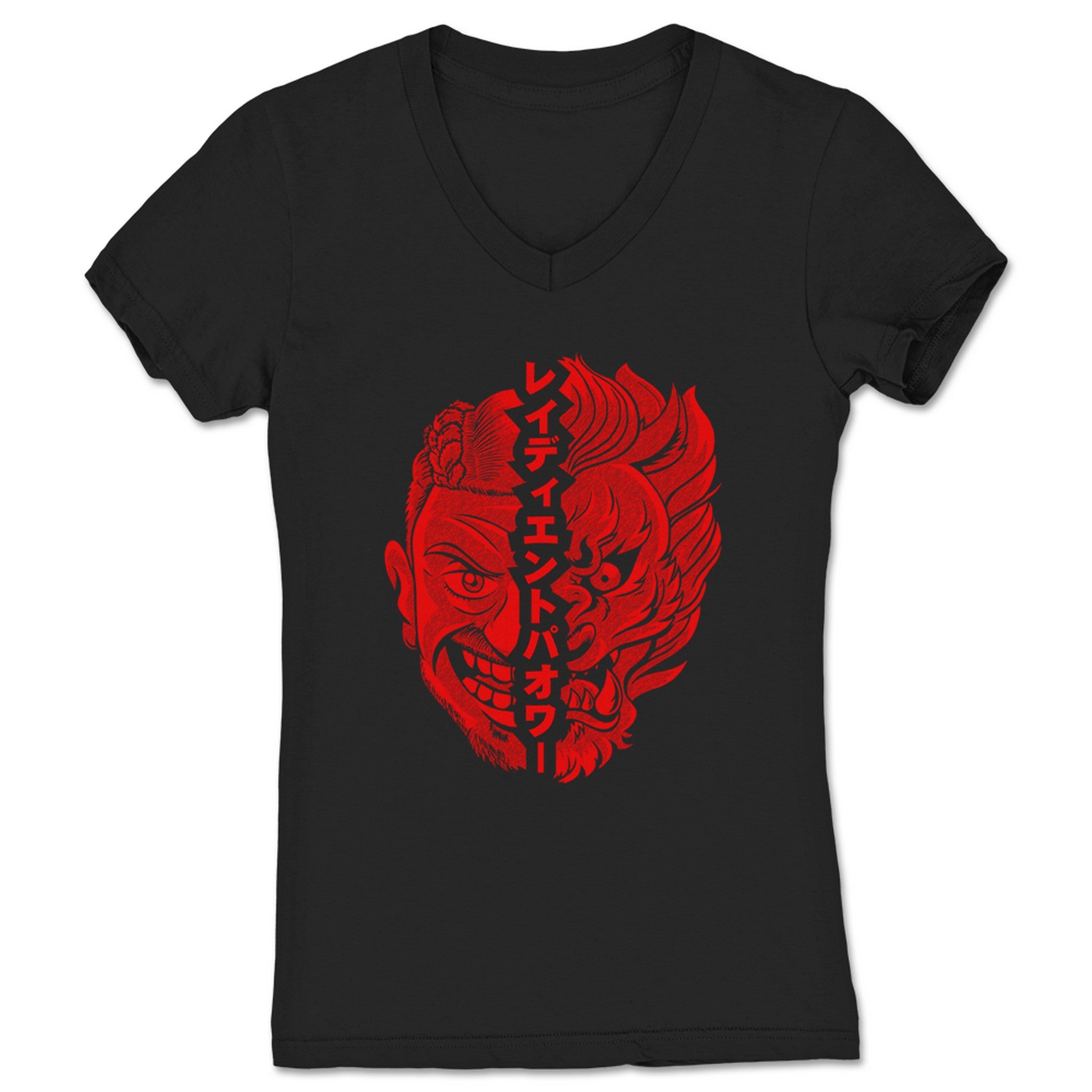 Derrick Shaw Radiant Power Women's V-Neck Black (w/ Red Print)