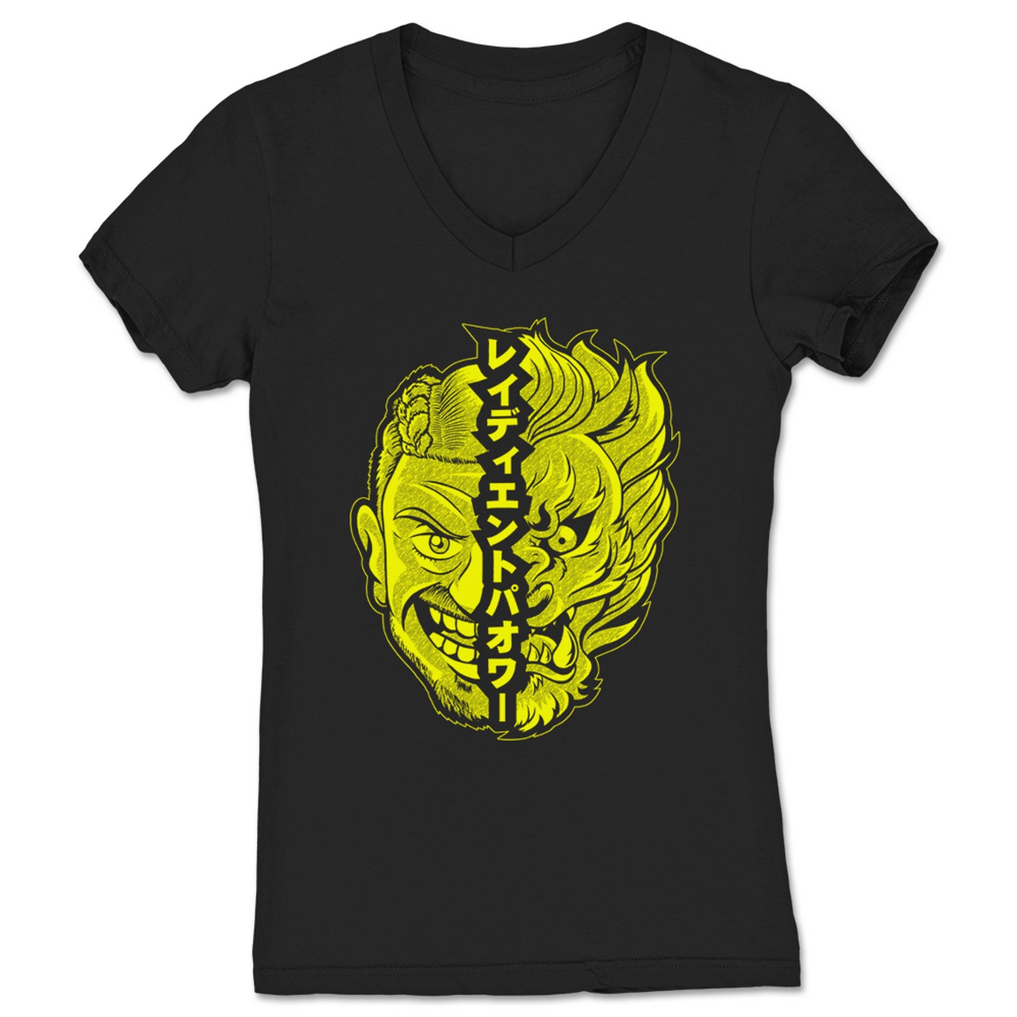Derrick Shaw Radiant Power Women's V-Neck Black (w/ Yellow Print)