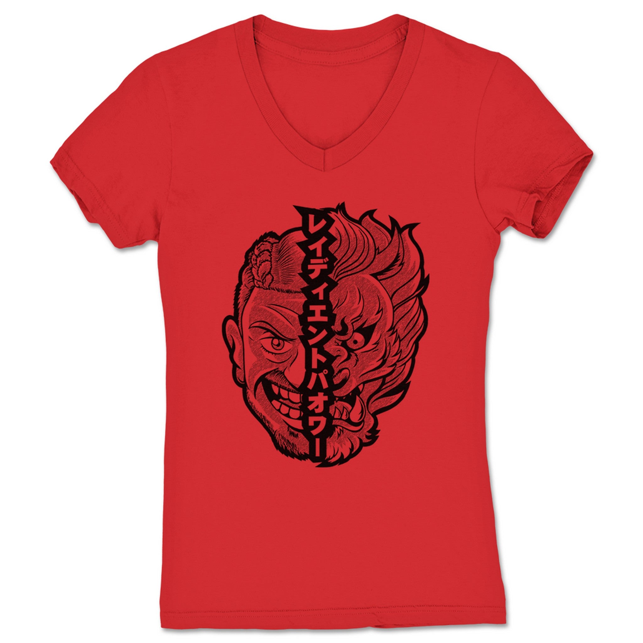 Derrick Shaw Radiant Power Women's V-Neck Red (w/ Black Print)