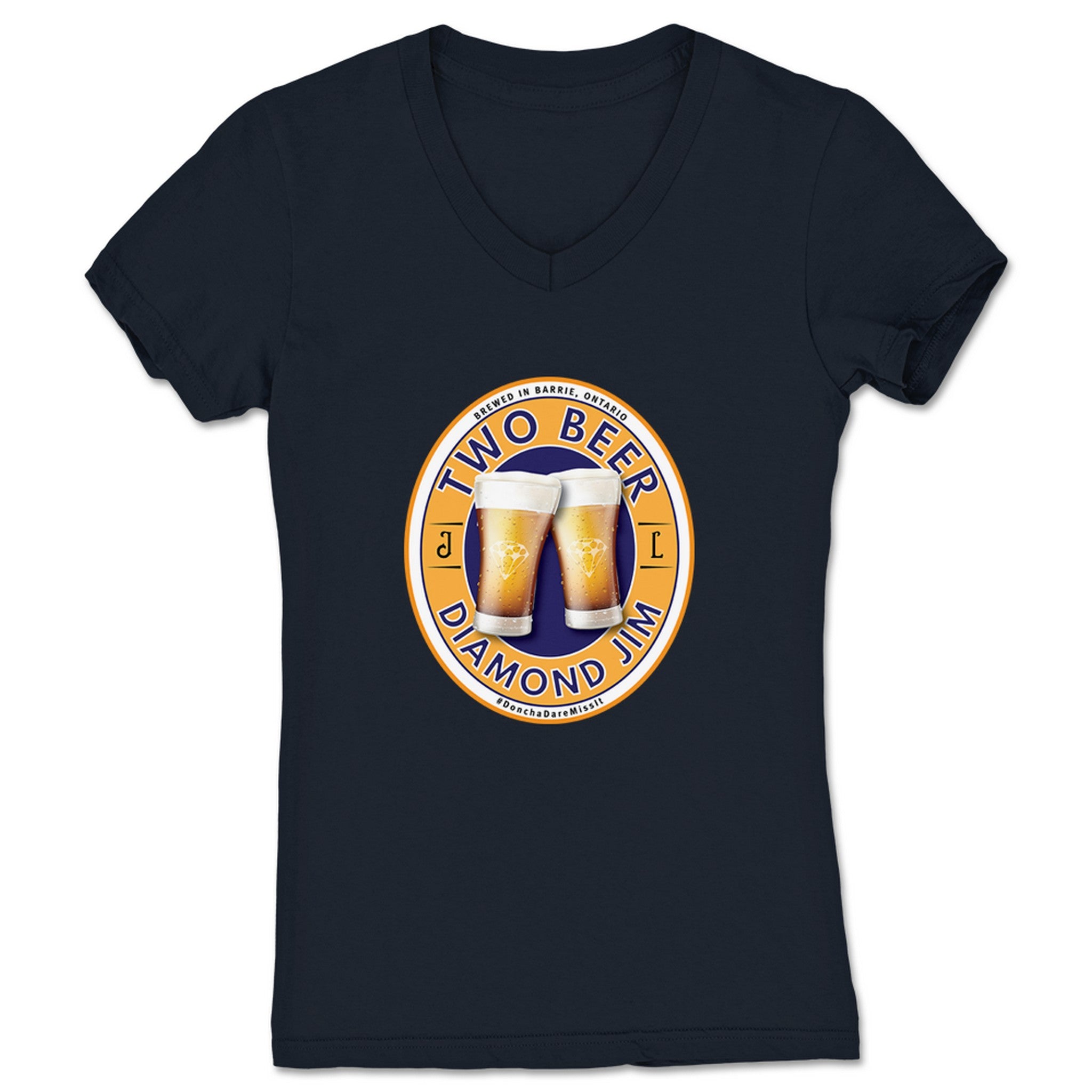 Diamond Jim Lowe Two Beer Diamond Jim Women's V-Neck Navy