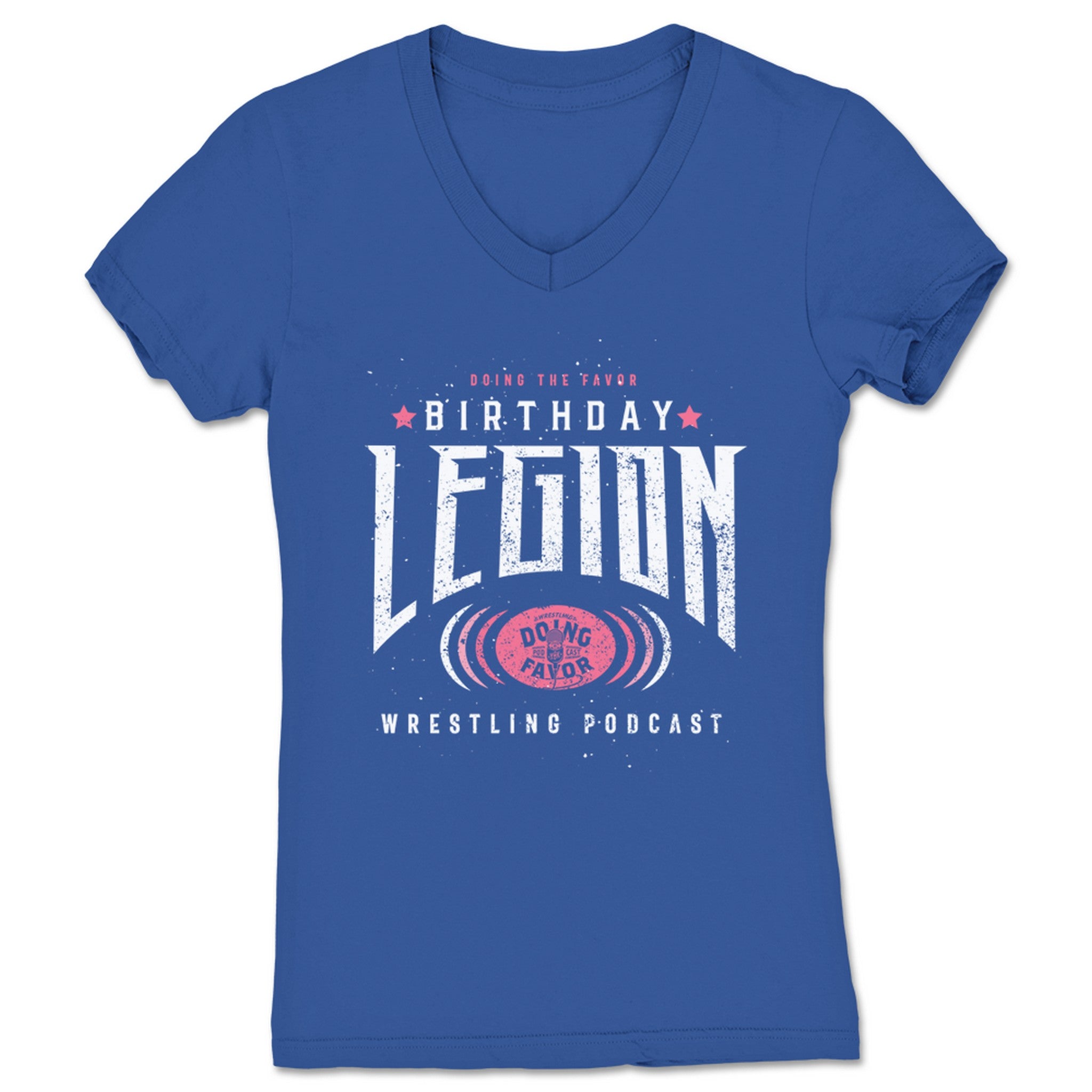 Doing the Favor Podcast Birthday Legion Women's V-Neck Royal Blue