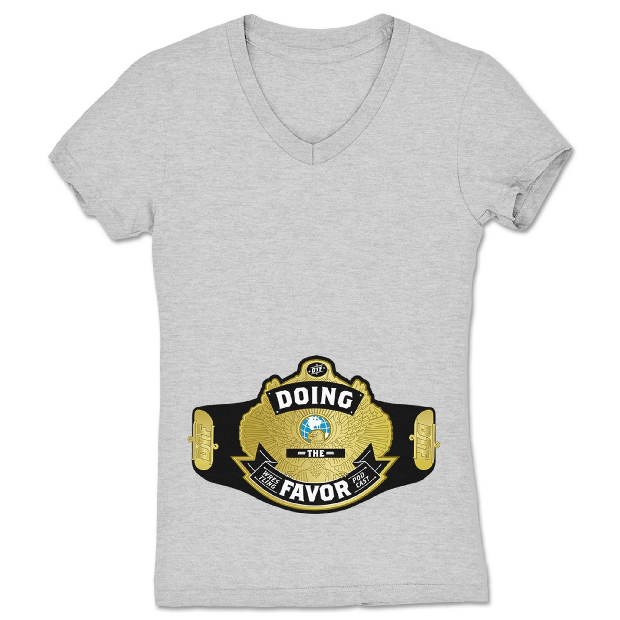 Doing the Favor Podcast DTF Championship Women's V-Neck Heather Grey
