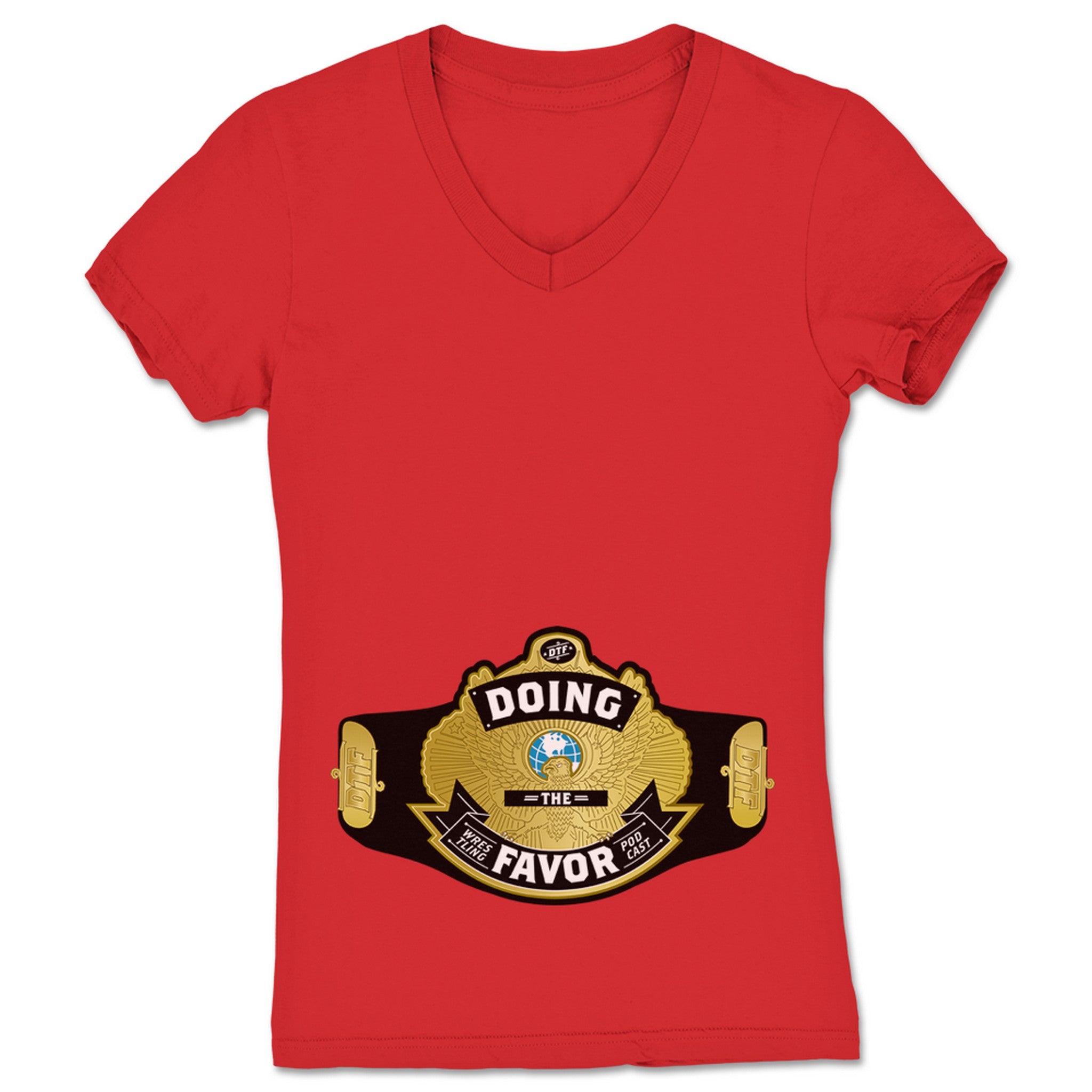 Doing the Favor Podcast DTF Championship Women's V-Neck Red