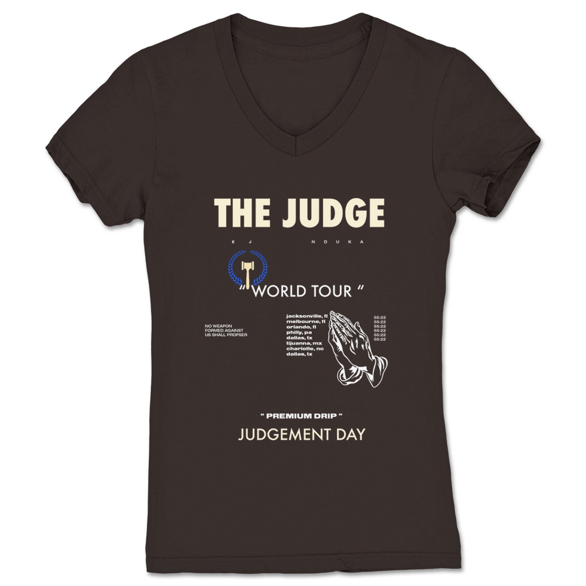 EJ Nduka WORLD TOUR 2022 p.001 Women's V-Neck Brown