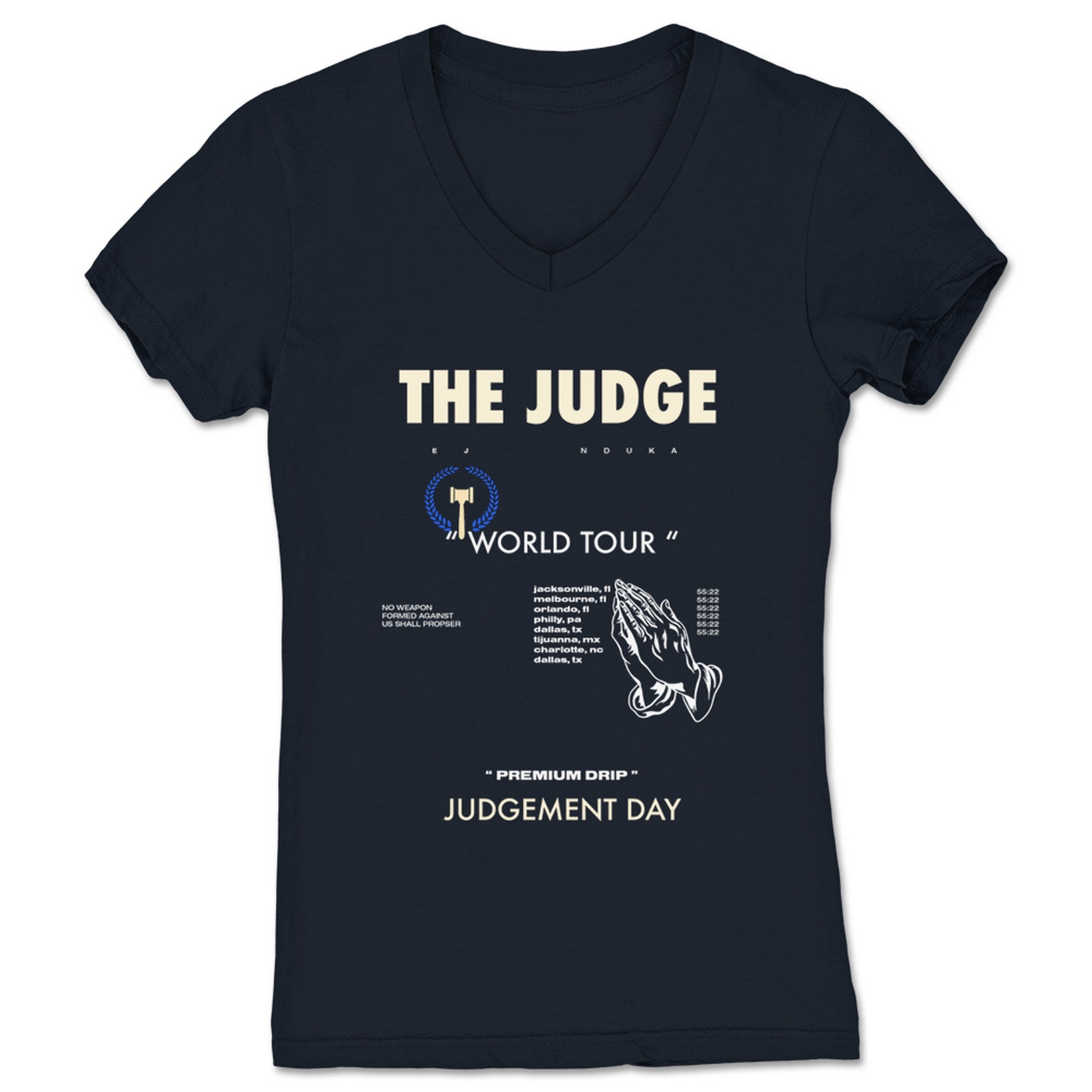 EJ Nduka WORLD TOUR 2022 p.001 Women's V-Neck Navy